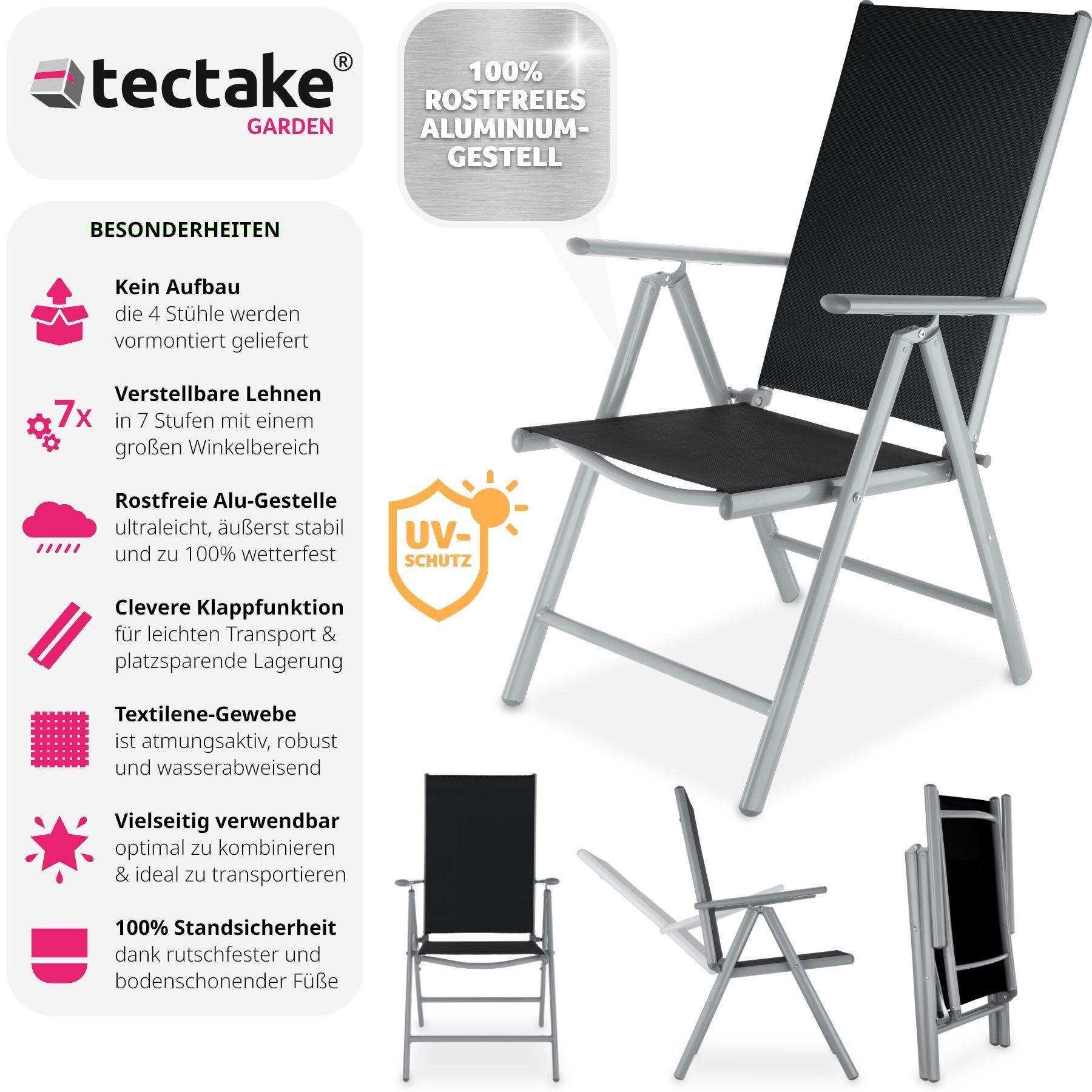 Tectake 4 Aluminium Gartenstühle