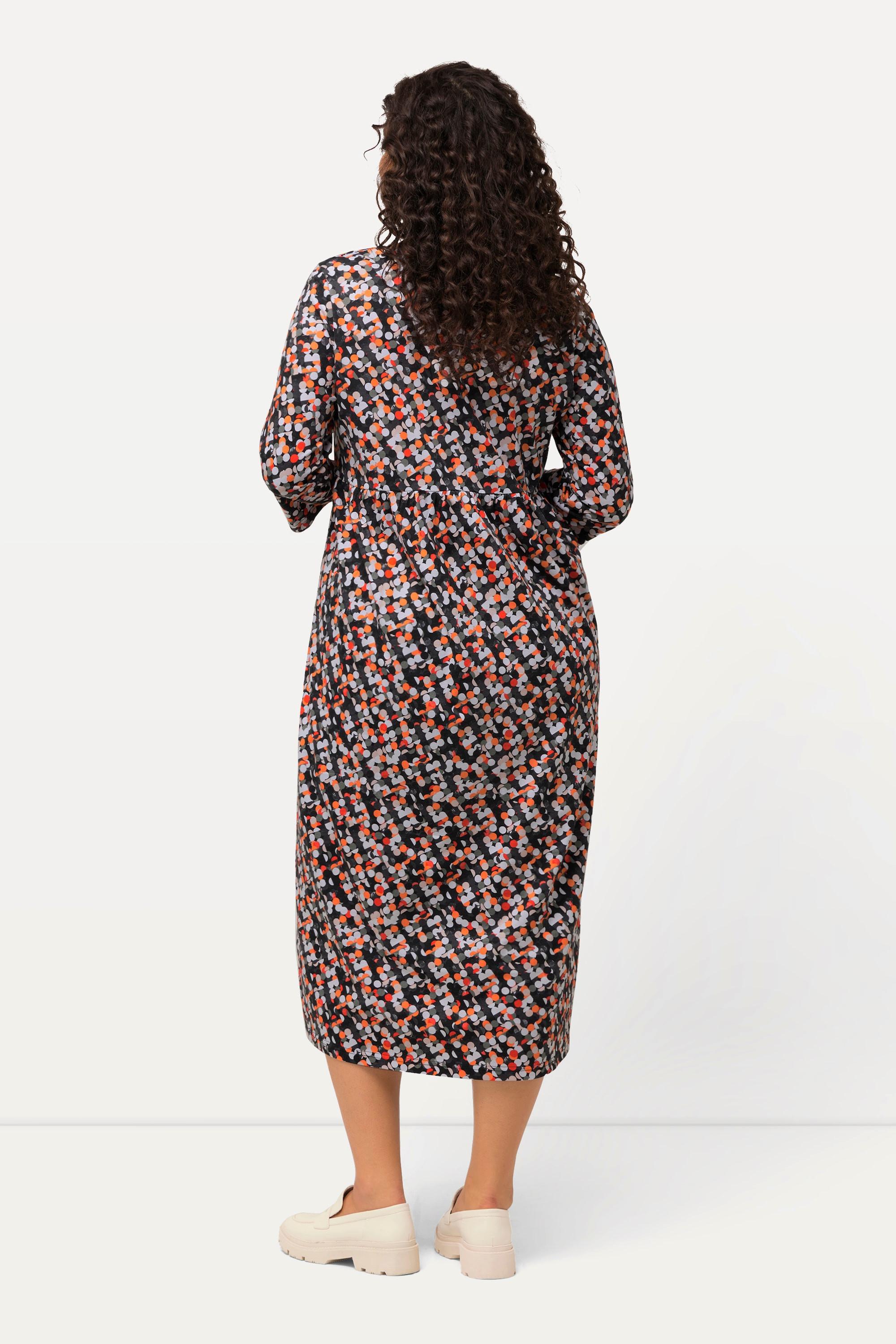 Ulla Popken Jerseykleid Punkte Carree-Ausschnitt 3/4-Arm