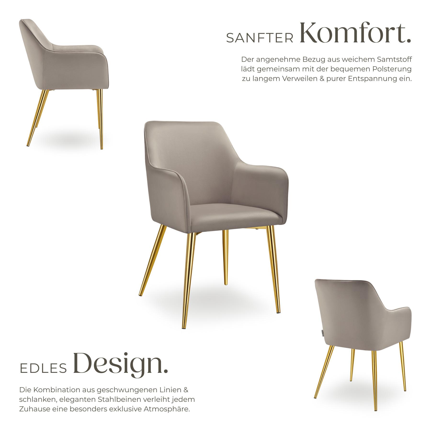 Tectake Armlehnstuhl Avane, Samtoptik, gepolstert