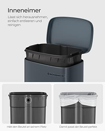Pricenet Rauchgrauer 30-Liter-Küchenabfalleimer mit Soft-Close-Deckel und Pedal