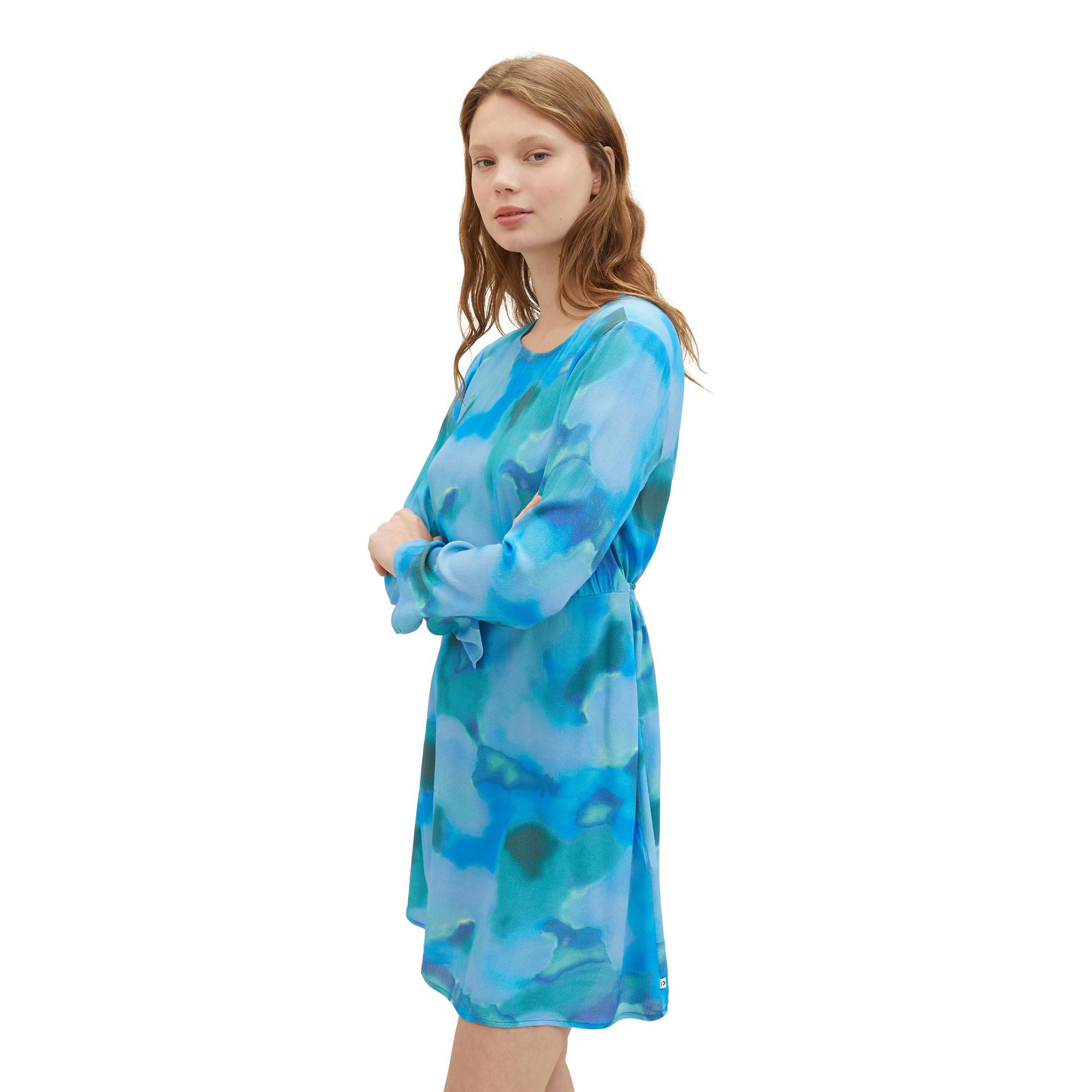 TOM TAILOR Denim Langarm Mini Kleid mit Farbverlauf