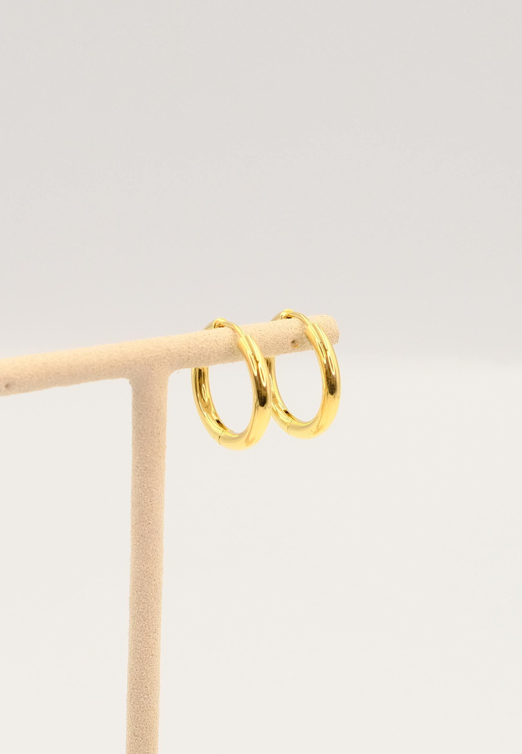 MUAU Schmuck Creolen Gelbgold 750 Runddraht Scharnier 21mm