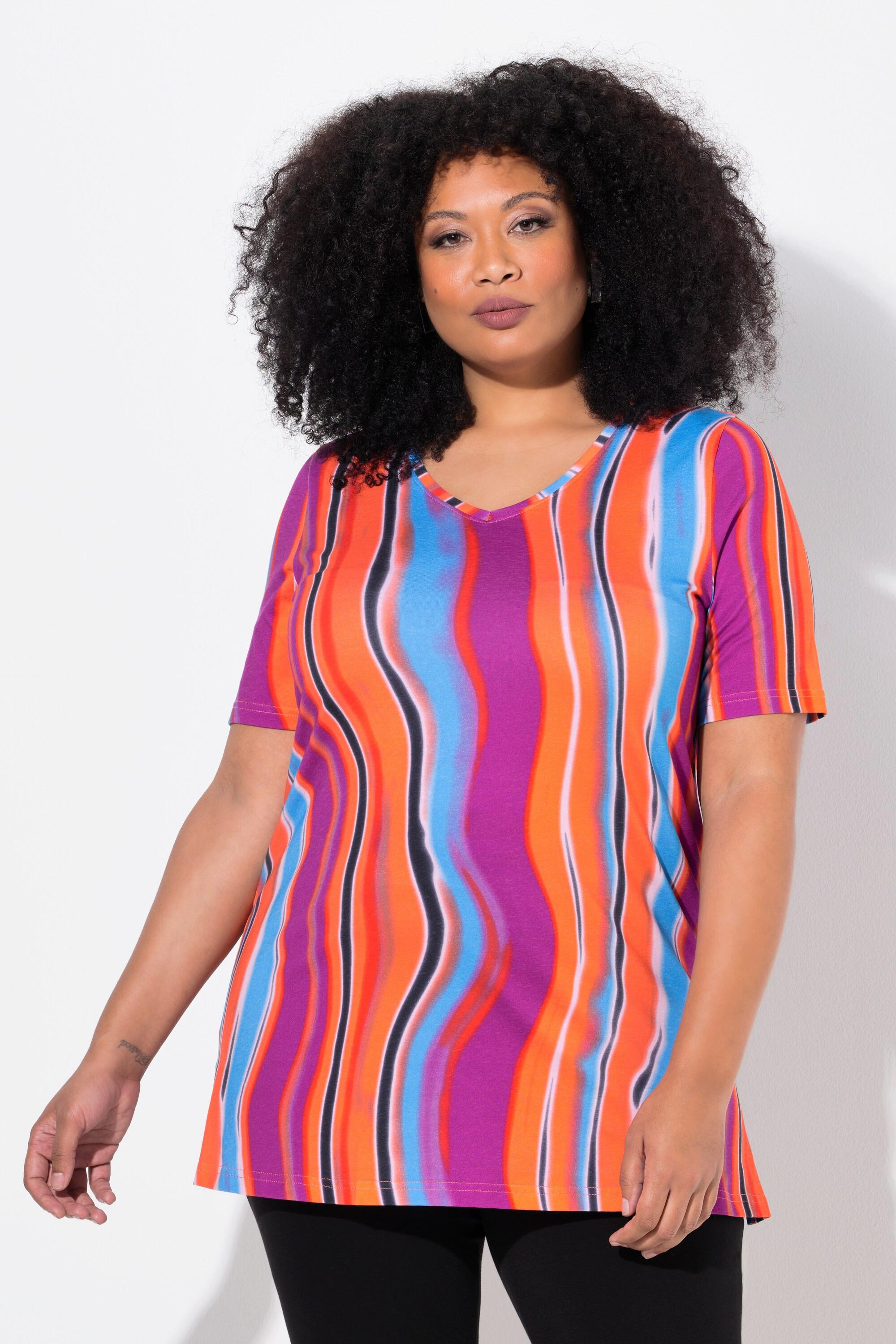 Ulla Popken A-Linie V-Ausschnitt Halbarm Longshirt