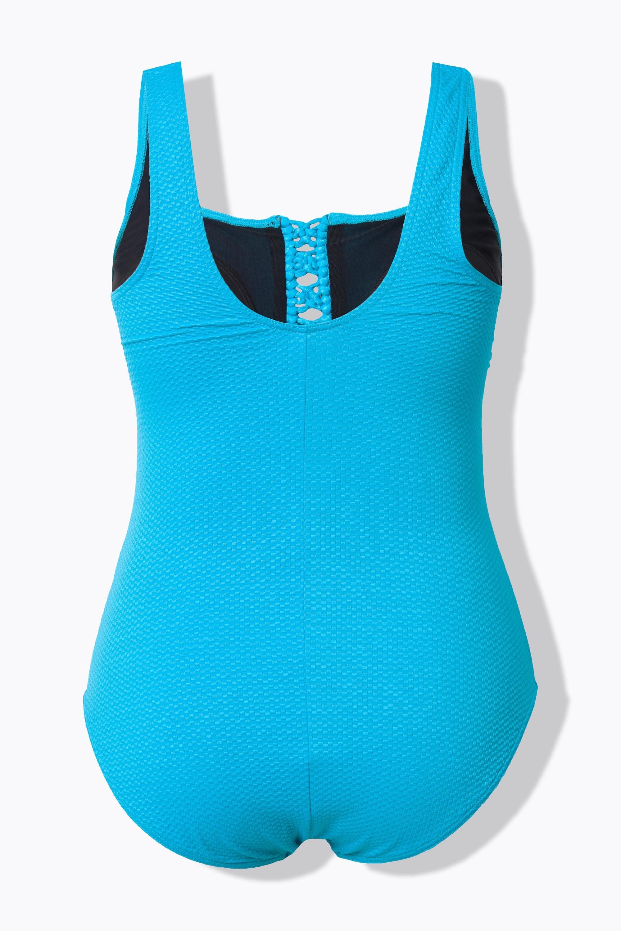 Ulla Popken Badeanzug, Waffelstruktur, Softcups, Carréausschnitt