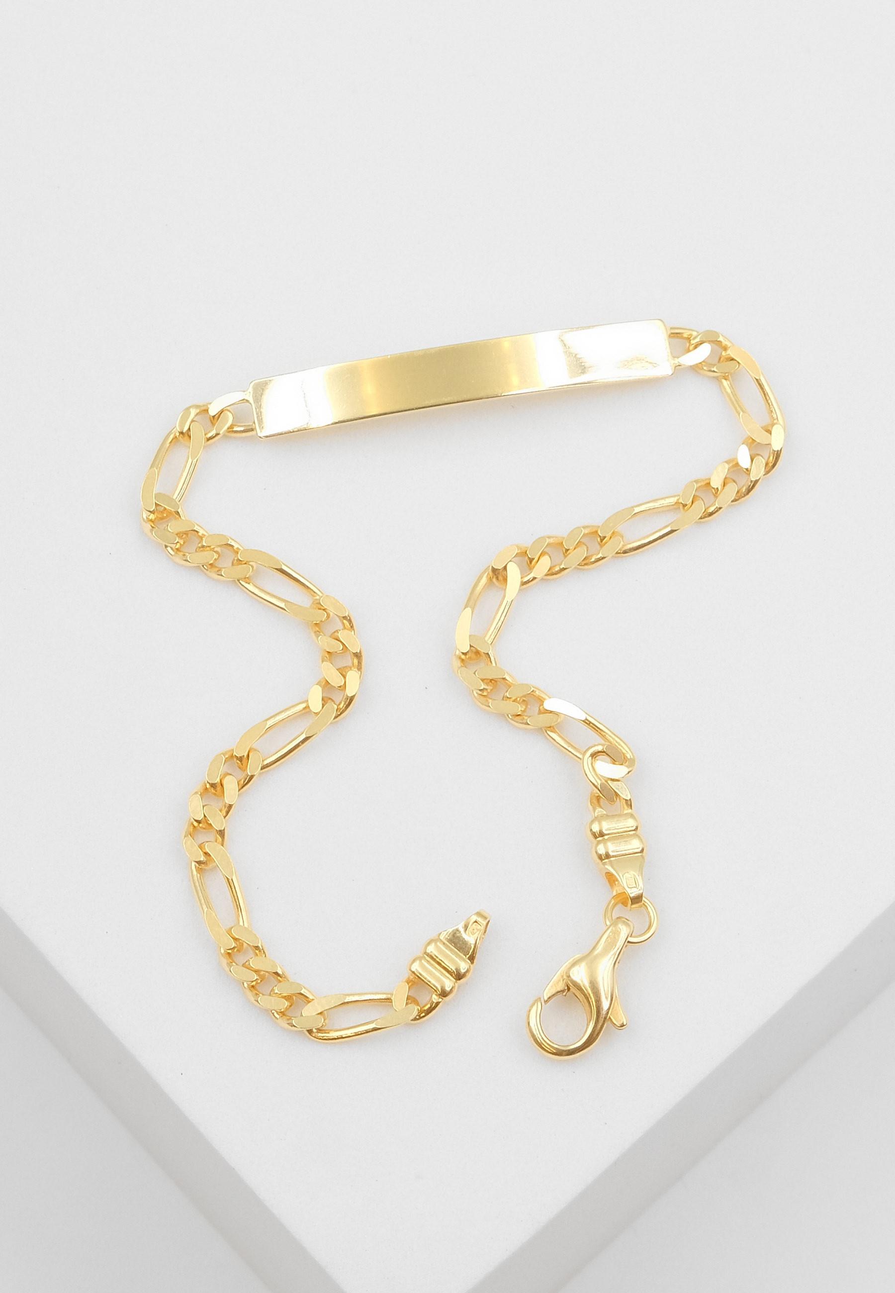 MUAU Schmuck ID-Bracelet Figaro Gelbgold 750, 3.4mm, 19cm