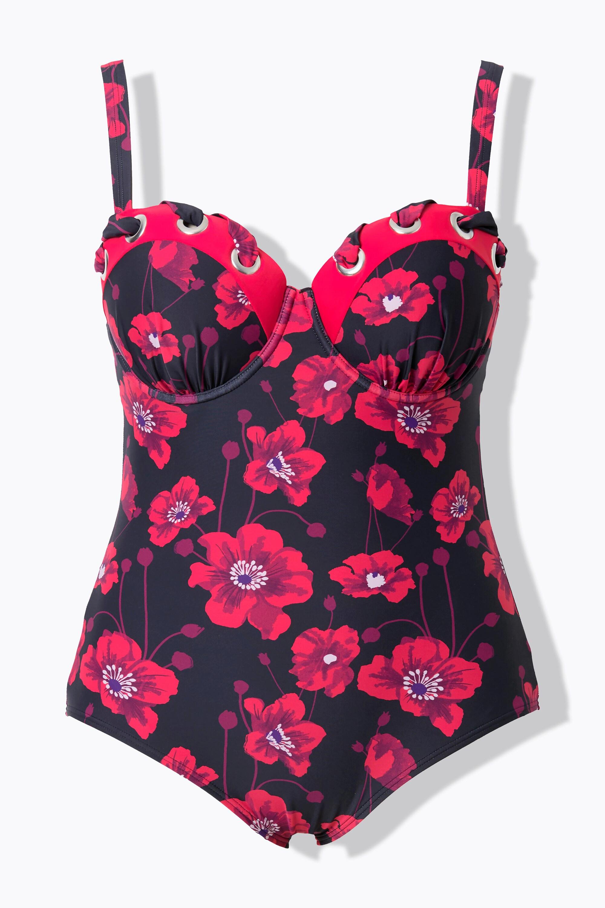 Ulla Popken Badeanzug, Blüten, Cups, recycelt