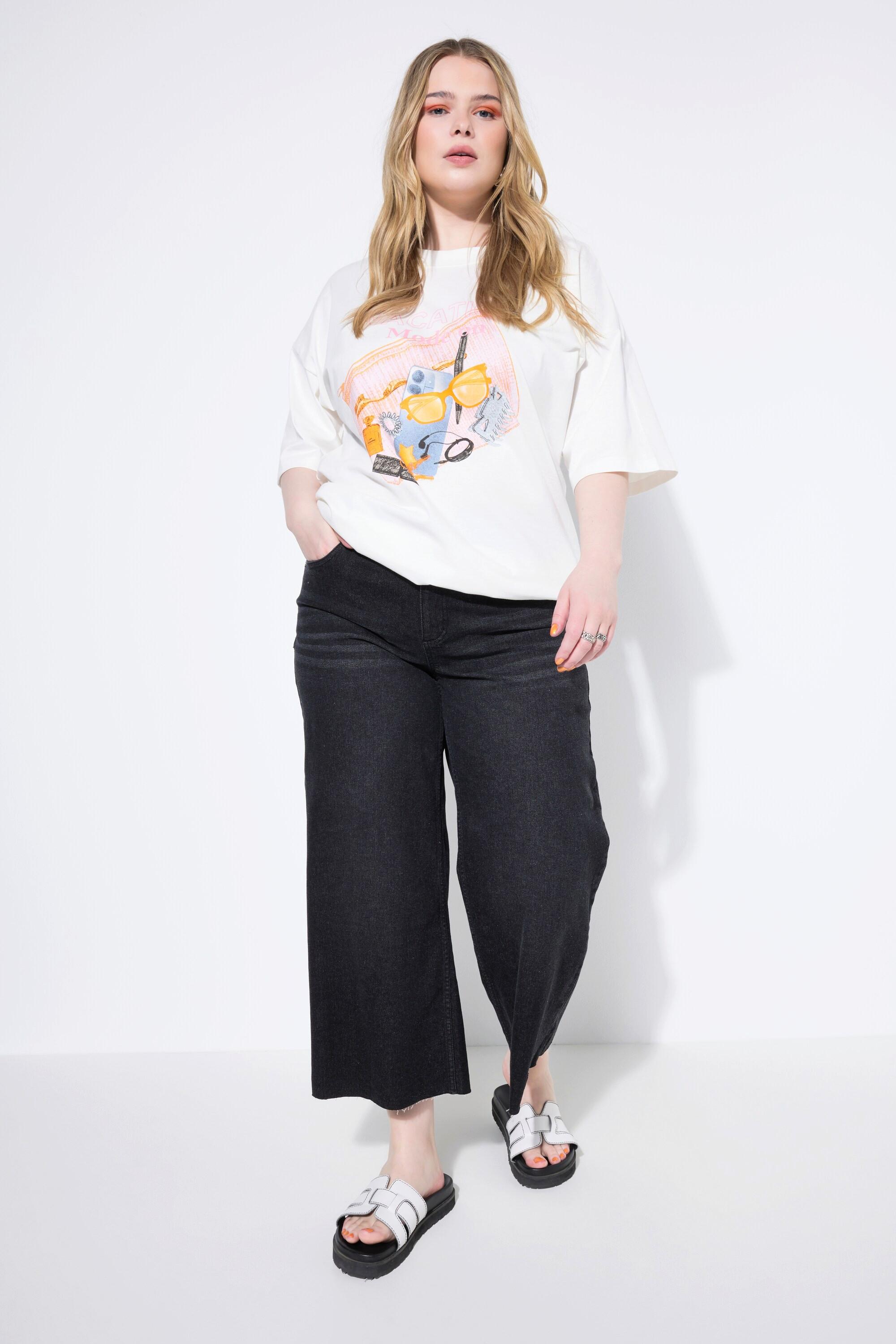 Studio Untold Jeans-Culotte Wide Legs 5-Pocket Cutted Saum
