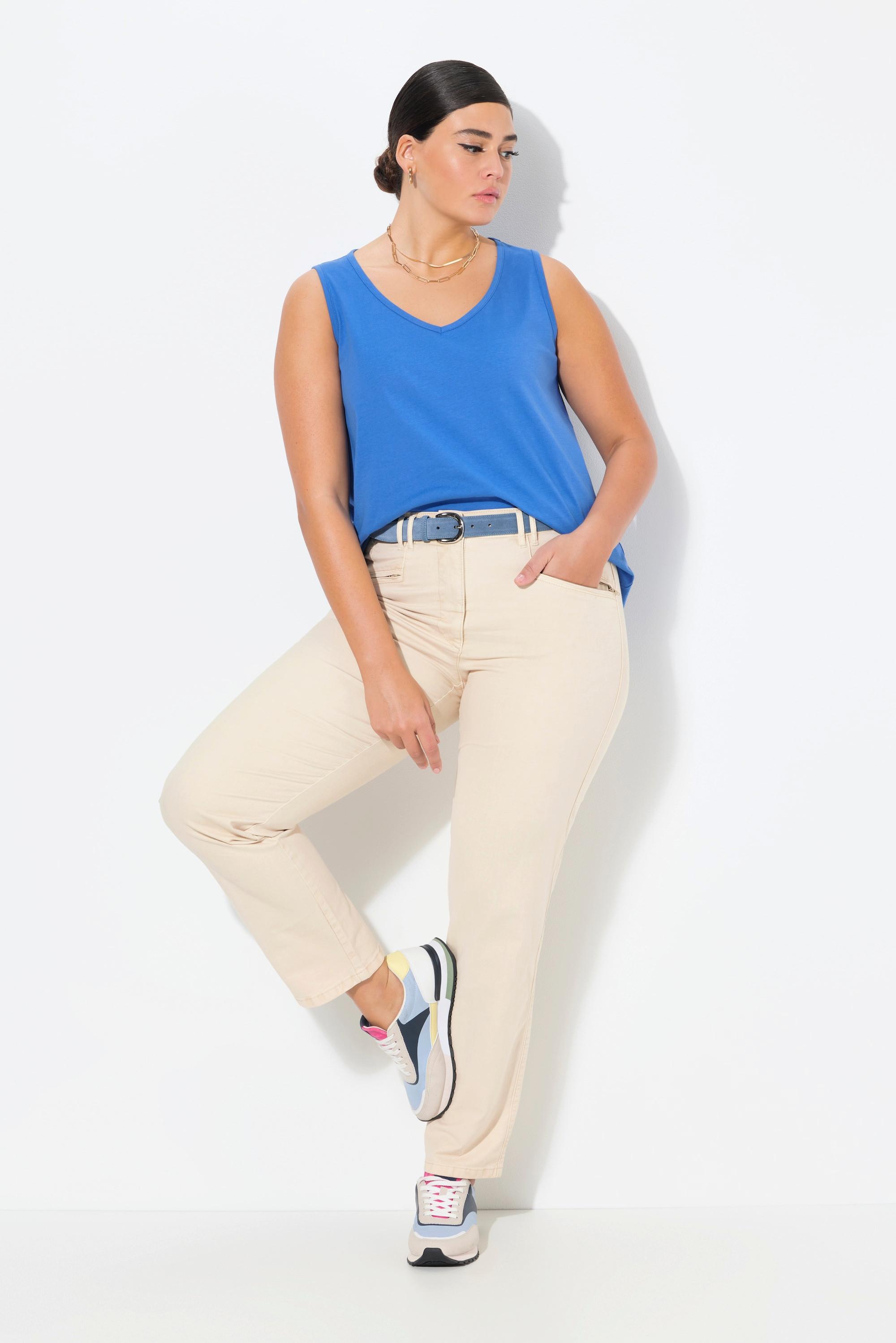 Ulla Popken Hose Mony, konisches Bein, Zipptaschen, Stretch