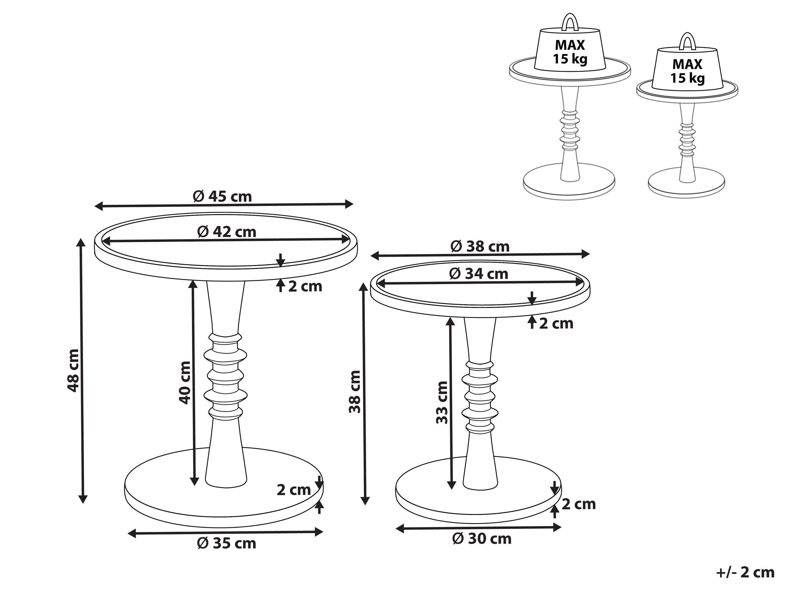 Beliani Beistelltisch 2er Set aus Mangoholz Rustikal THALIA