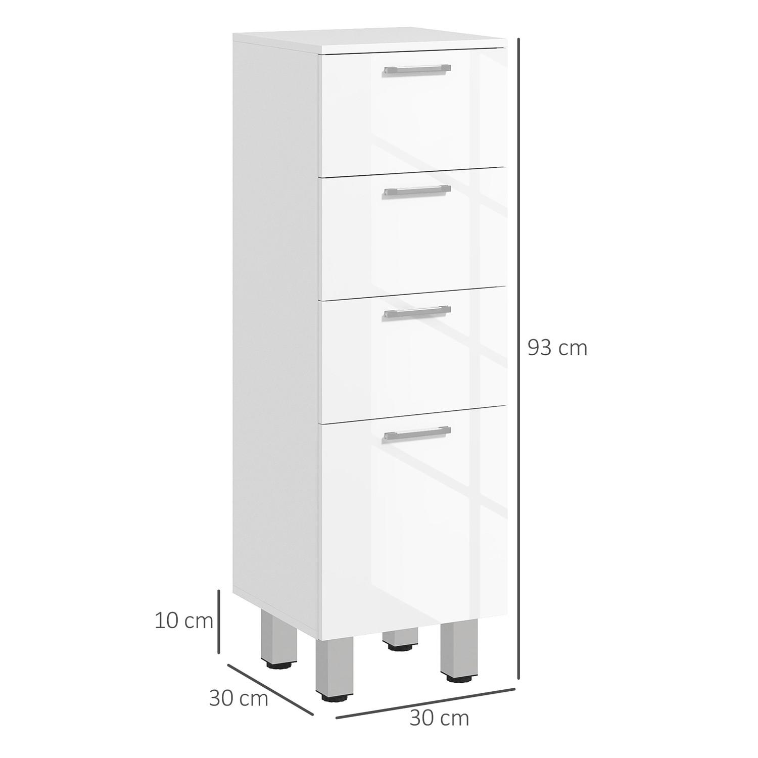 Northio Badezimmerschrank schmal, Toilettenschrank mit Verstellbar Regal, 3 Schubladen, Badschrank für kleine Räume Badezimmer, Wohnzimmer Weiß |