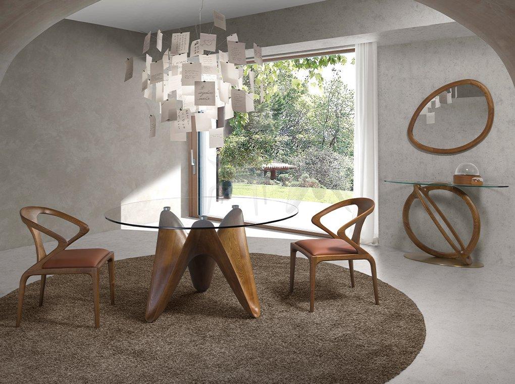 ANGEL CERDA Esstisch runde gehärtetes Glas