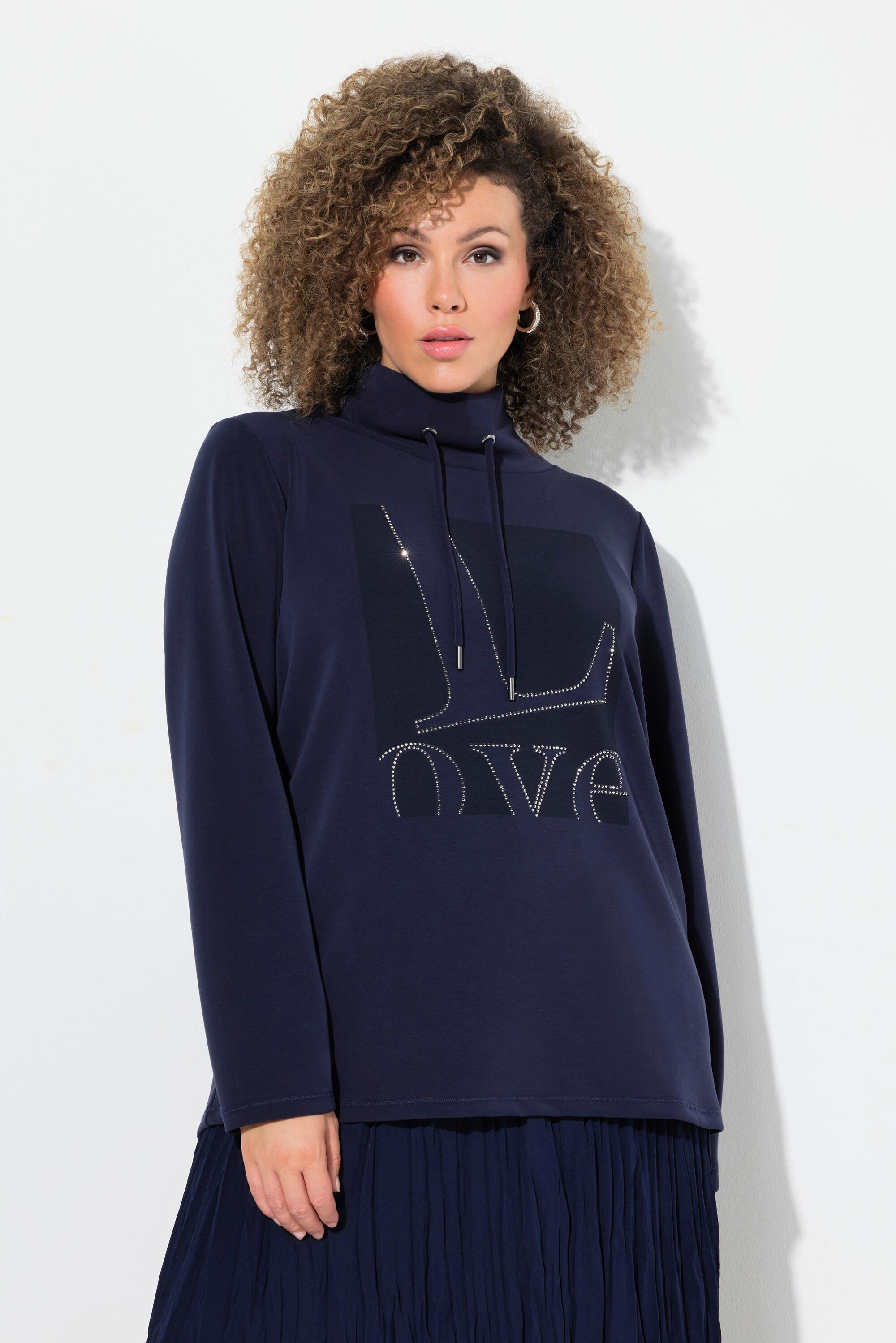 Ulla Popken Sweatshirt, Love, Stehkragen, Langarm