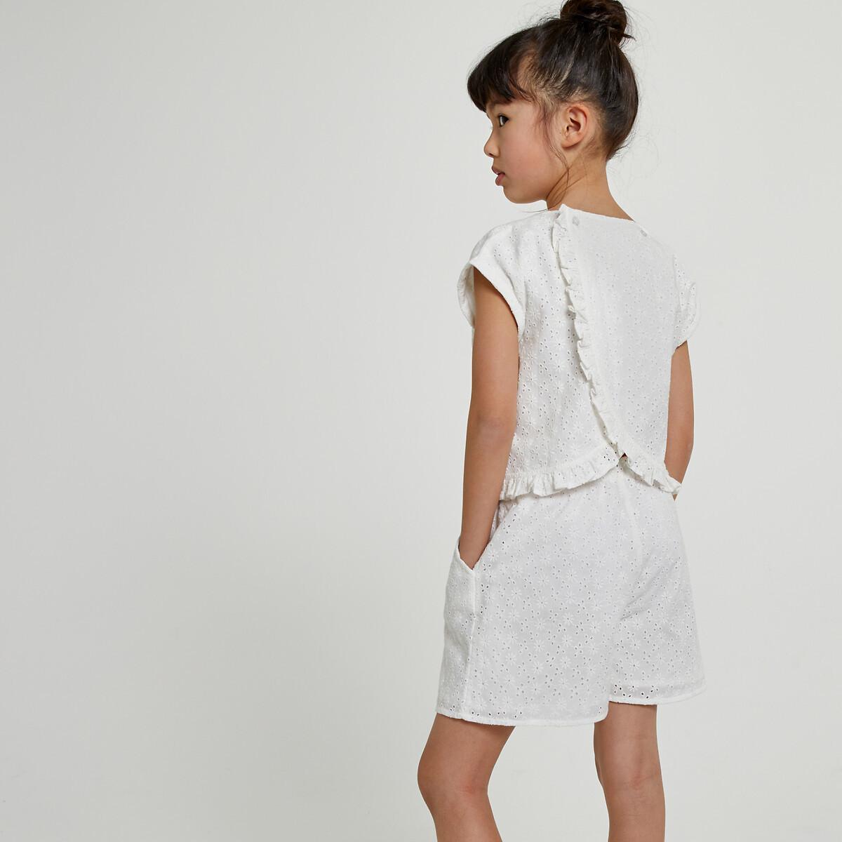 La Redoute Collections Jumpsuit mit Volant und Lochstickerei