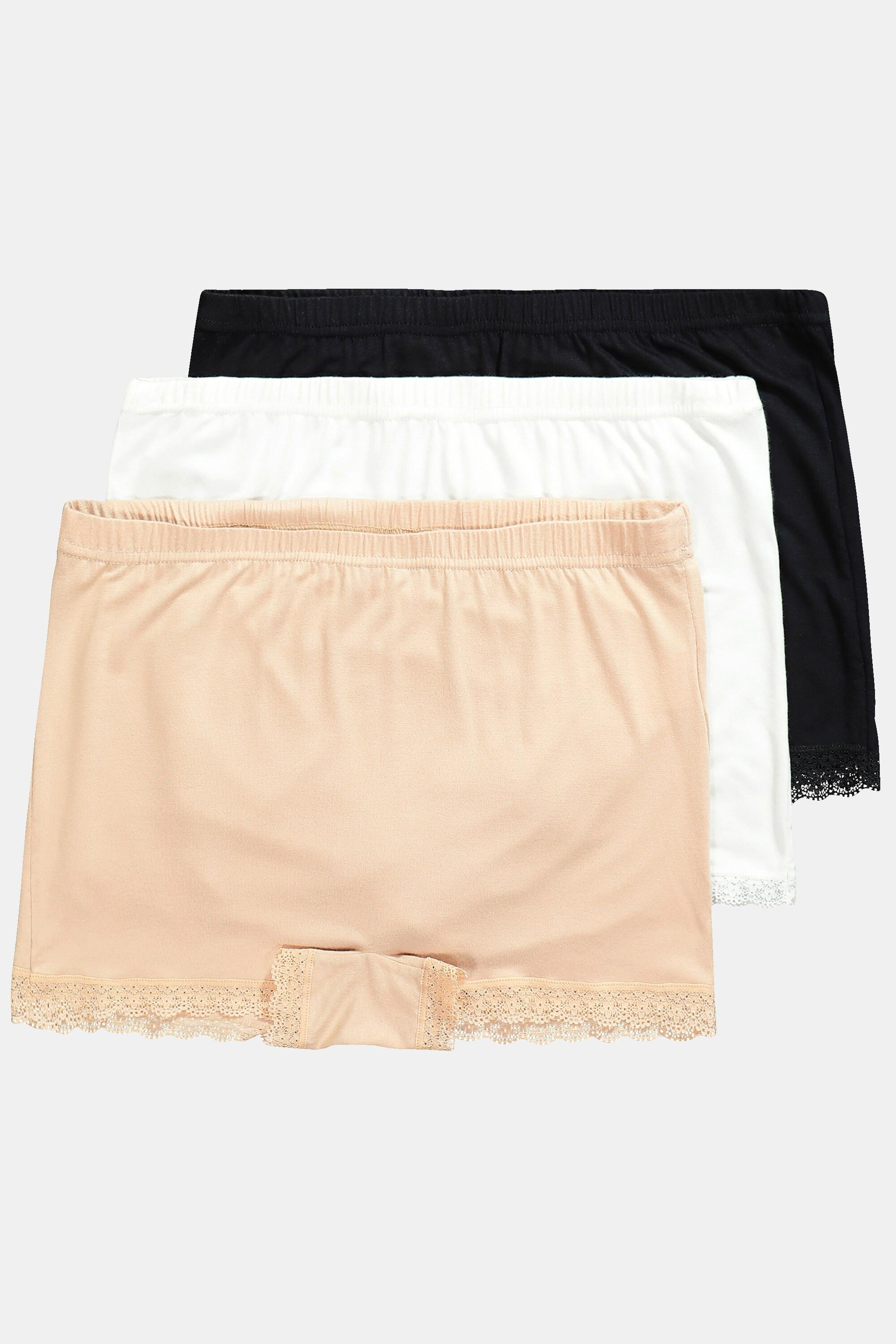 Ulla Popken Pantys, 3er-Pack, Spitze, Bambusviskose