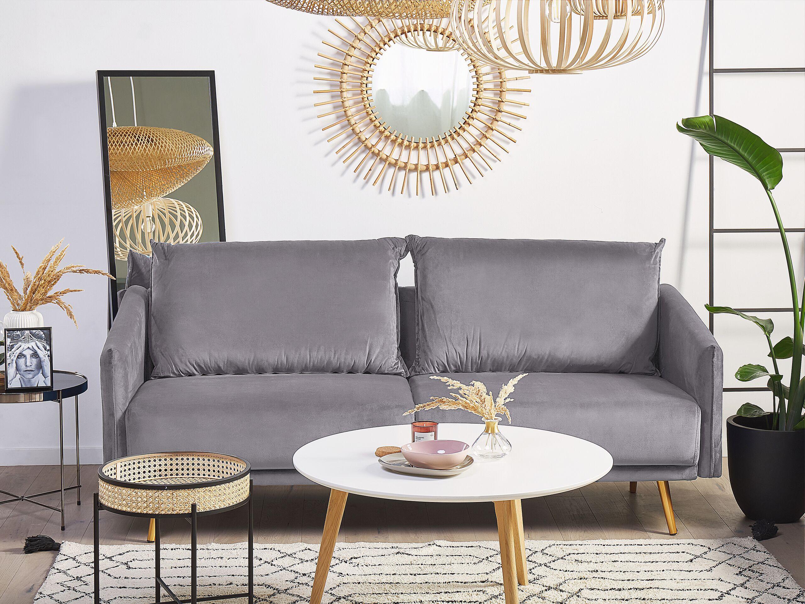 Beliani 3 Sitzer Sofa aus Samtstoff Glamourös MAURA