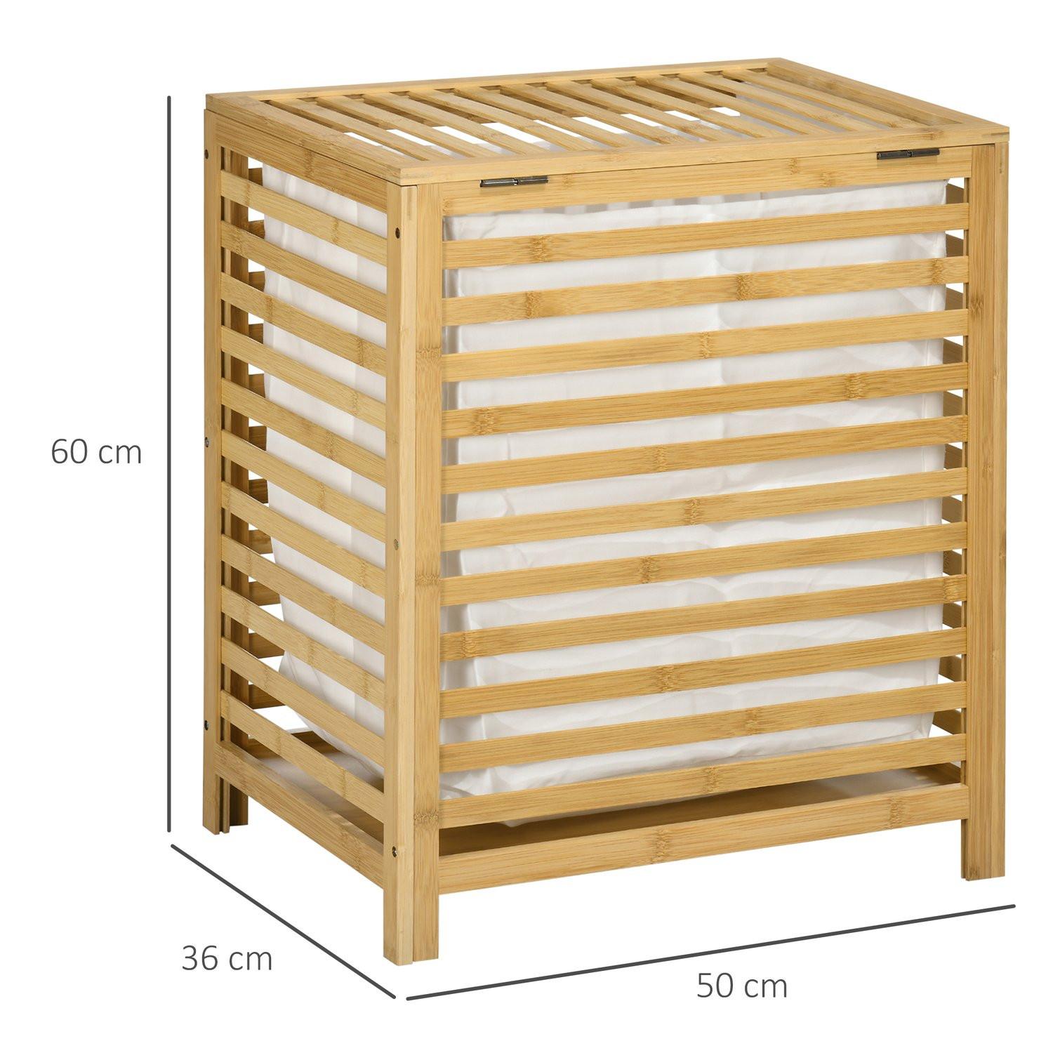 Northio Wäschekorb 55L Bambus Wäschetruhe Mit Deckel & Entnehmbarem Wäschesack Für Schlafzimmer, Bad, Natur, 50X36X60Cm