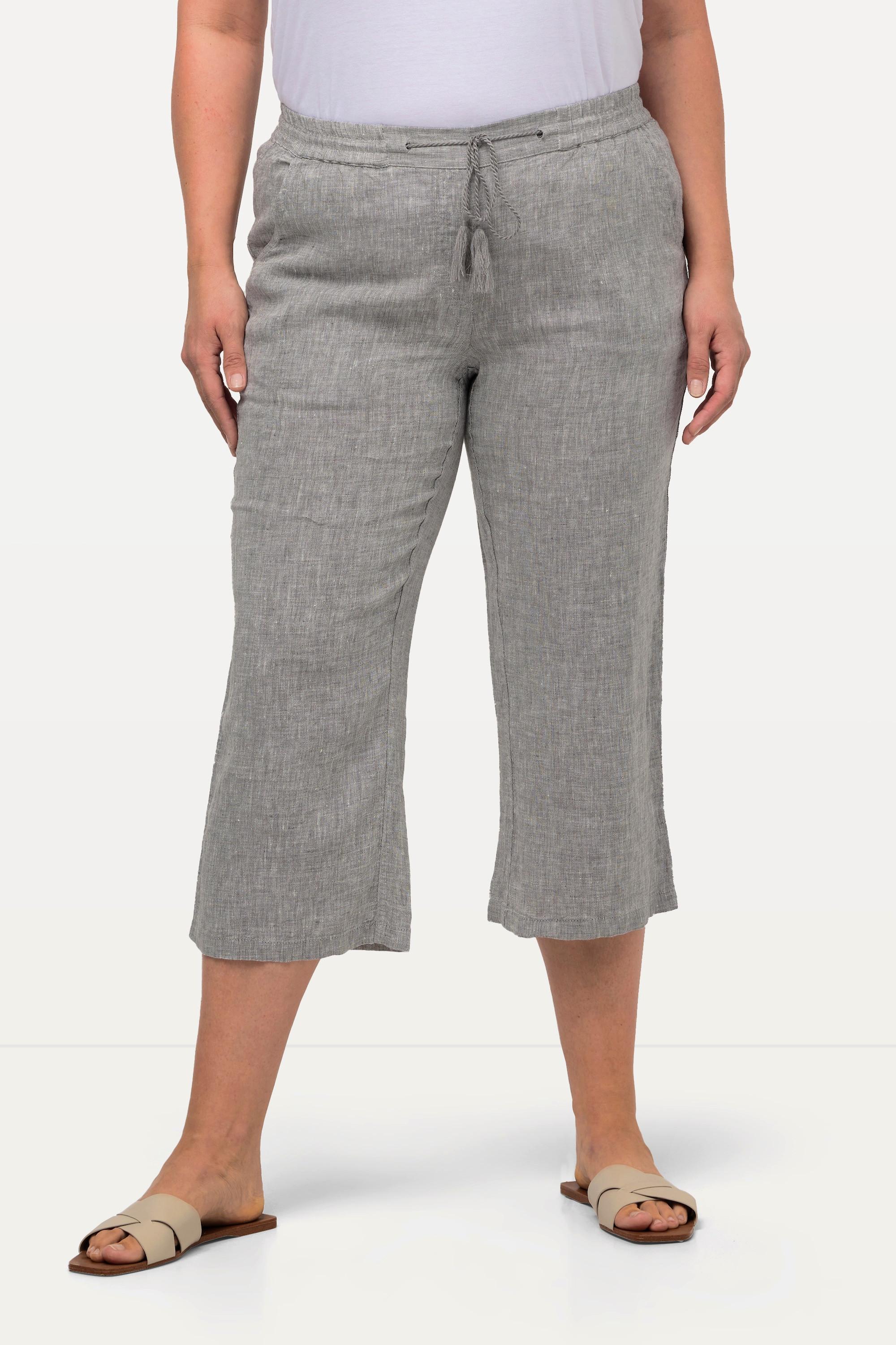 Ulla Popken 7/8 Leinenhose mit elastischem Bund