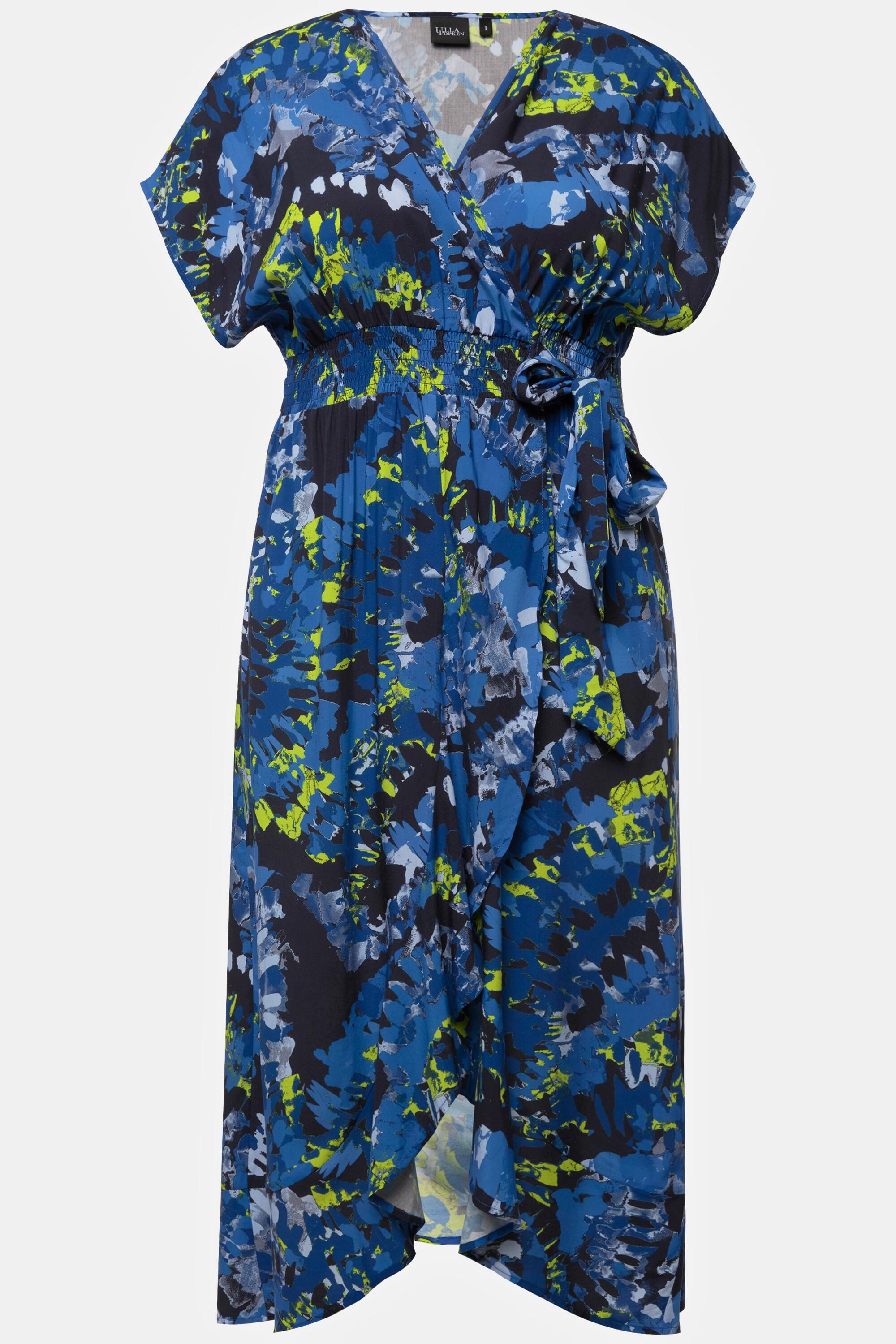 Ulla Popken Wickel-Kaftan Volantsaum Rundhals Halbarm
