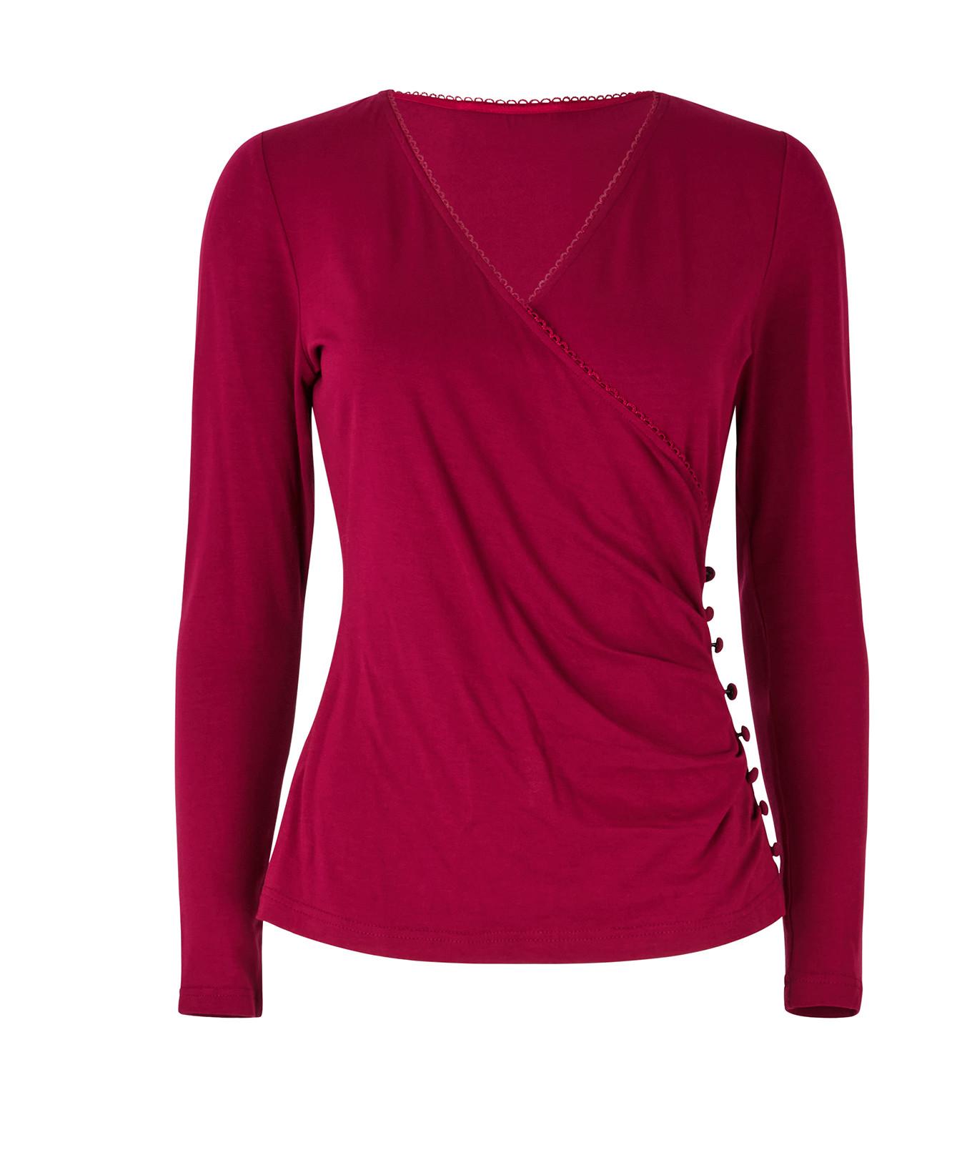 Joe Browns Jersey-Top mit Knopfdetails im Wickelstil