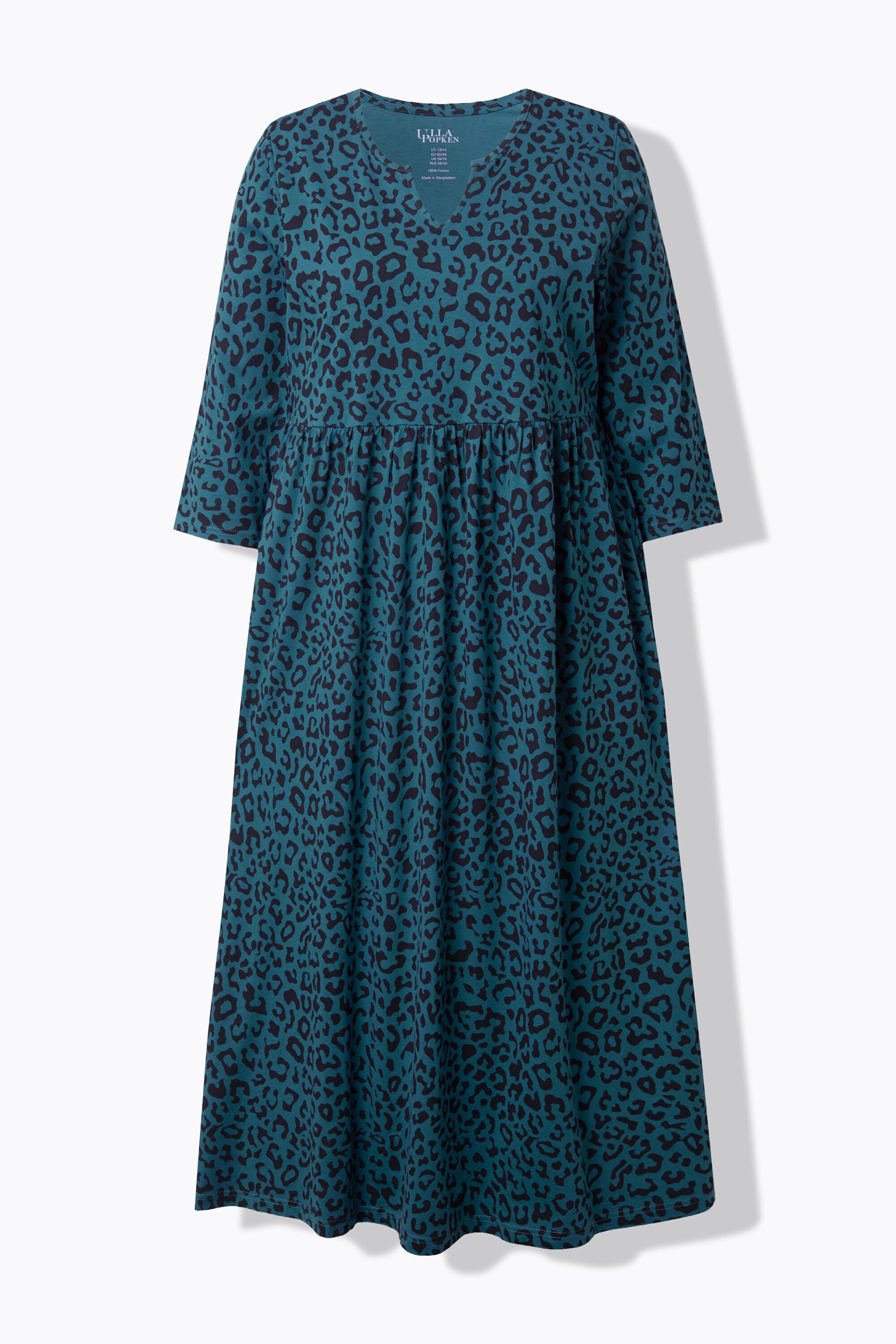 Ulla Popken Jerseykleid A-Linie Tunika-Ausschnitt 3/4-Arm mit Taschen