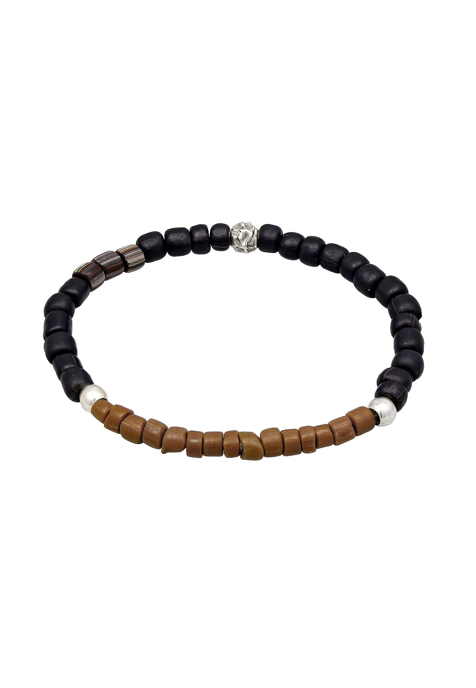 Kuzzoi Armband Glas Beads Schwarz-Blau 925 Silber