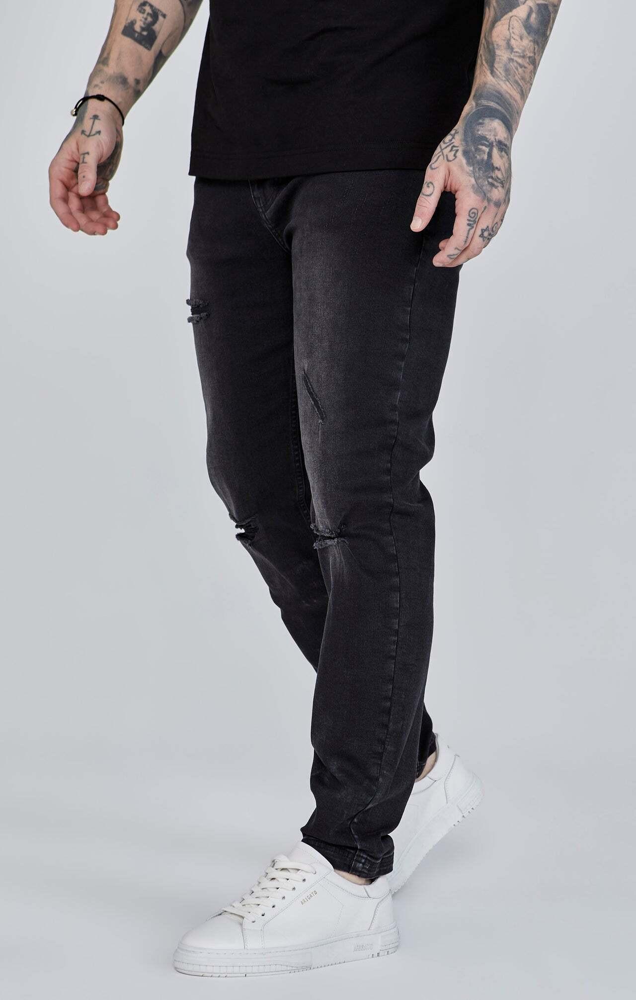 Sik Silk Distressed Slim Fit Jeans