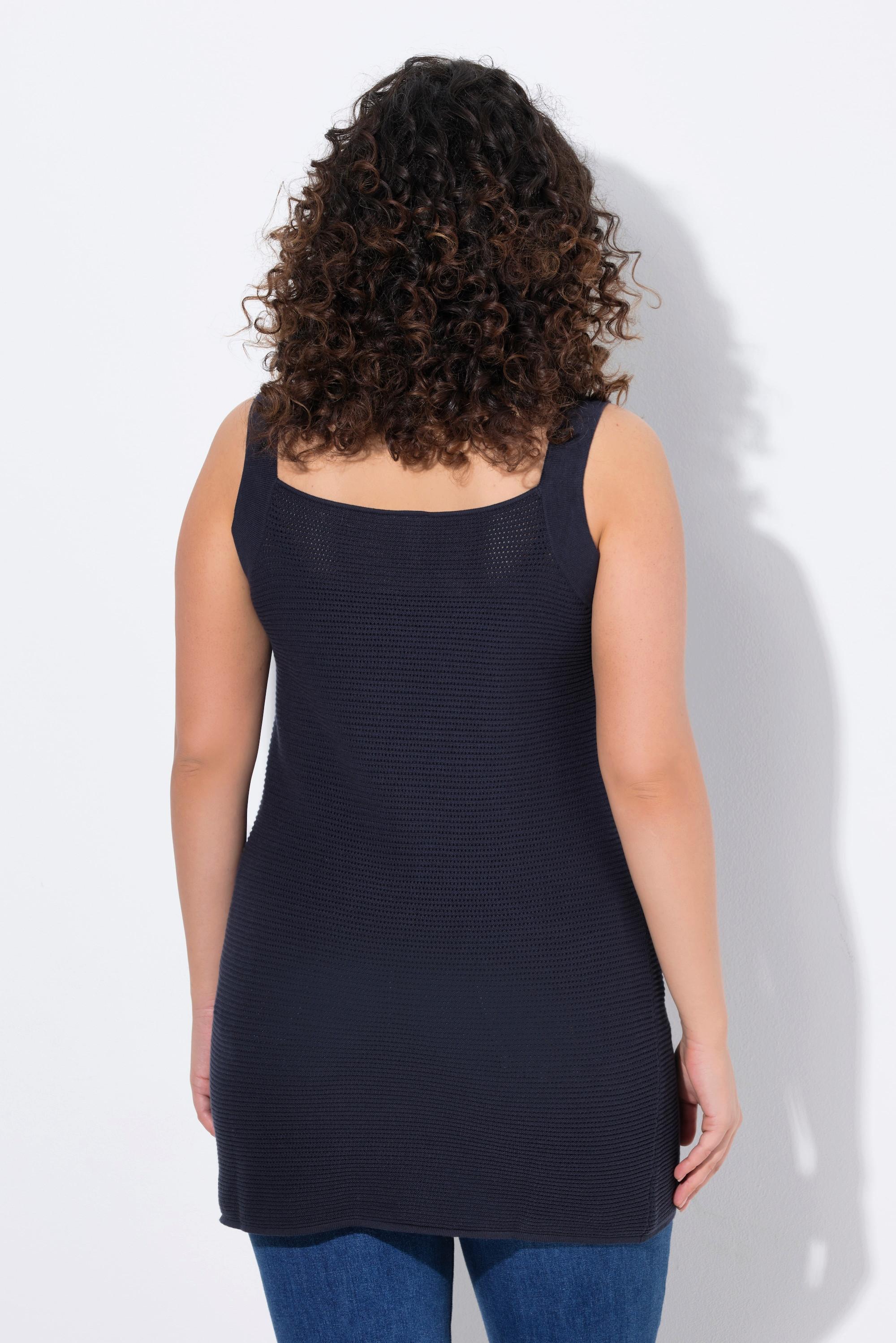 Ulla Popken Stricktop, Carré-Ausschnitt, ärmellos, Biobaumwolle