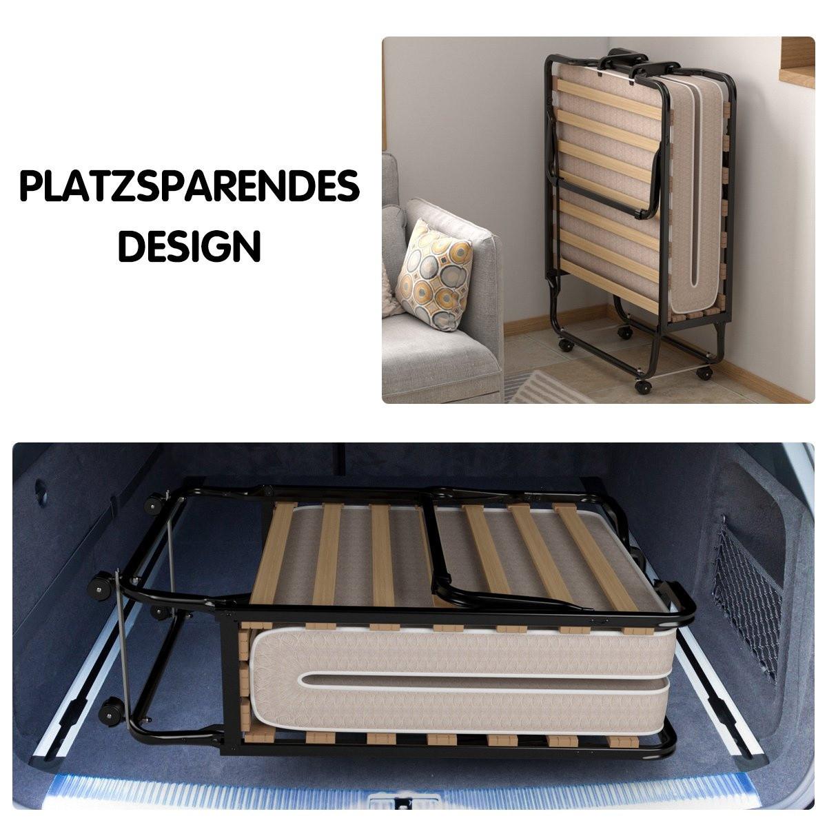 Northio Klappbares Gästebett Faltbares Faltbett mit Matratze aus Rückstellschaum Beige hergestellt in Italien Herkunft: Italien