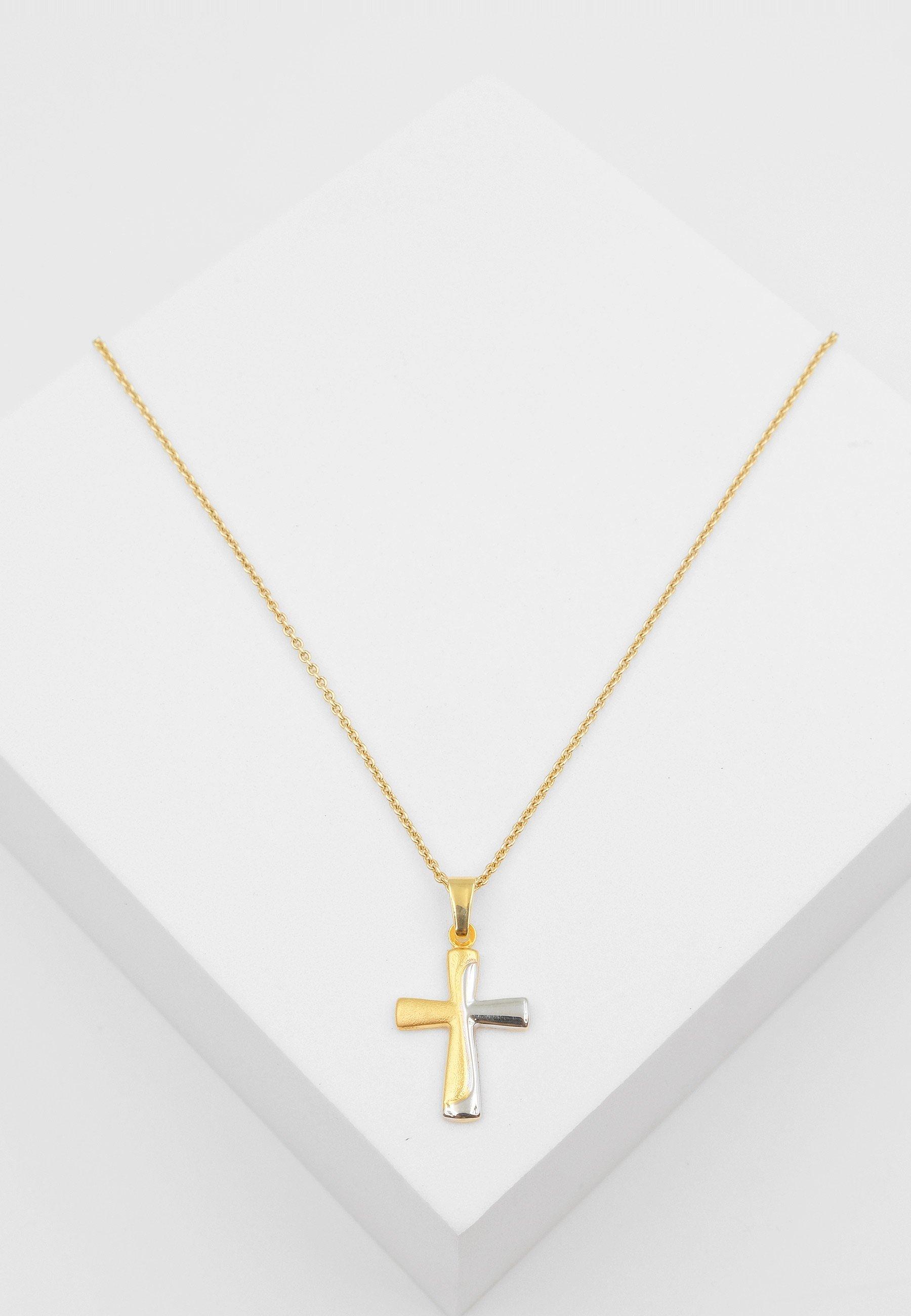 MUAU Schmuck Anhänger Kreuz Gelbgold 750, 23x13mm
