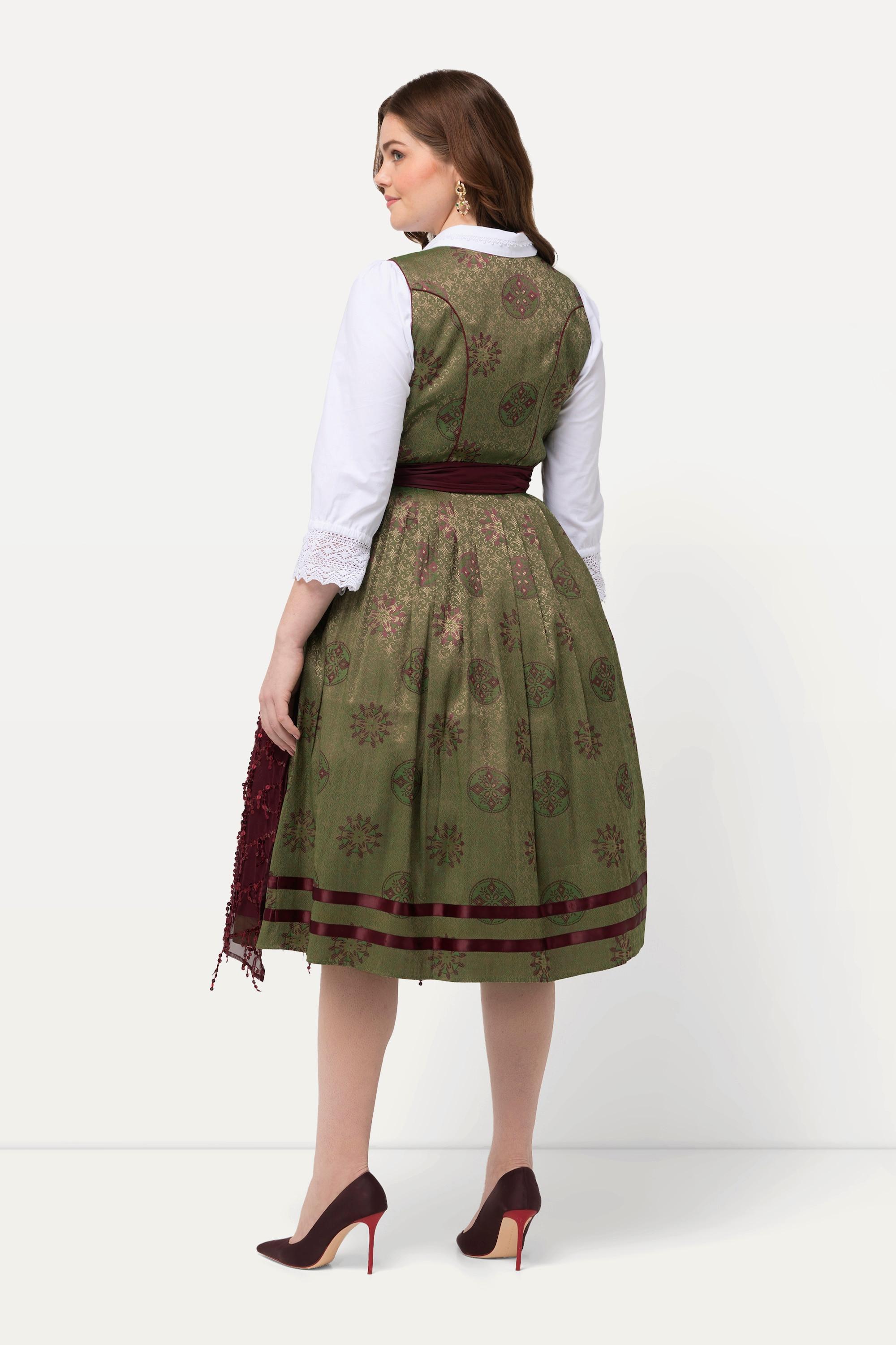 Ulla Popken Dirndl Ornamente Carree-Ausschnitt Ärmellos