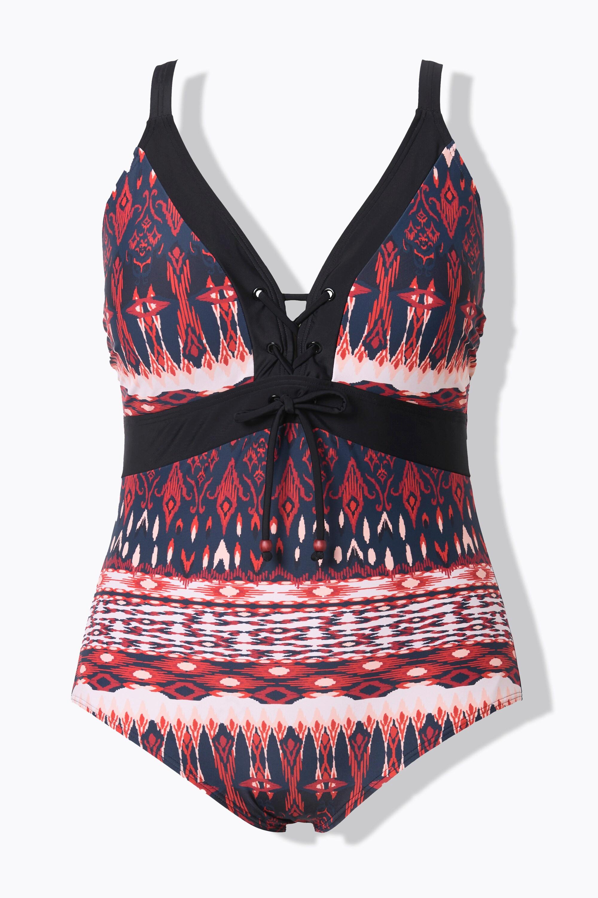 Ulla Popken Badeanzug, Schnürung, Softcups, recycelt