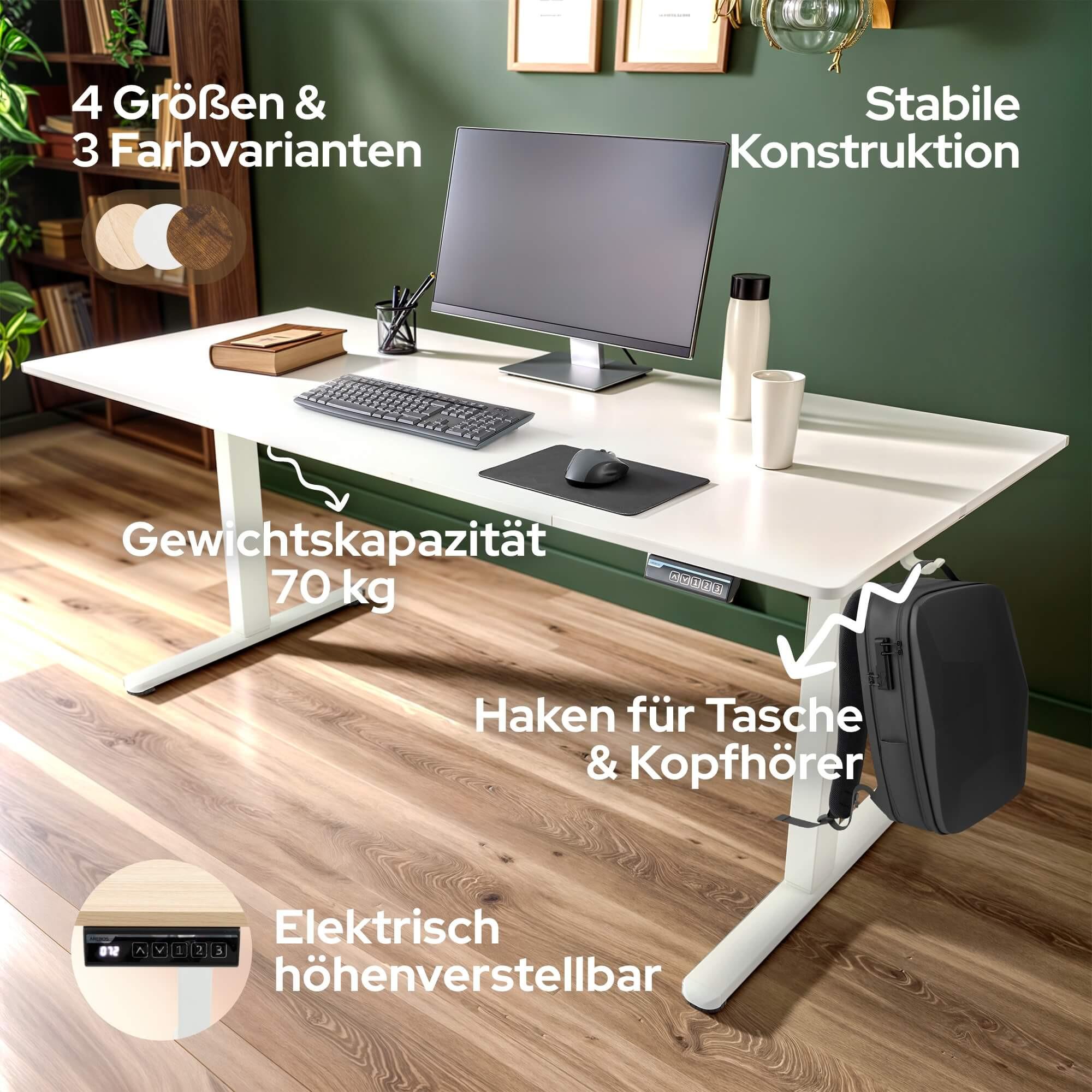 Arebos Höhenverstellbarer Schreibtisch Elektrisch mit Memory-Funktion