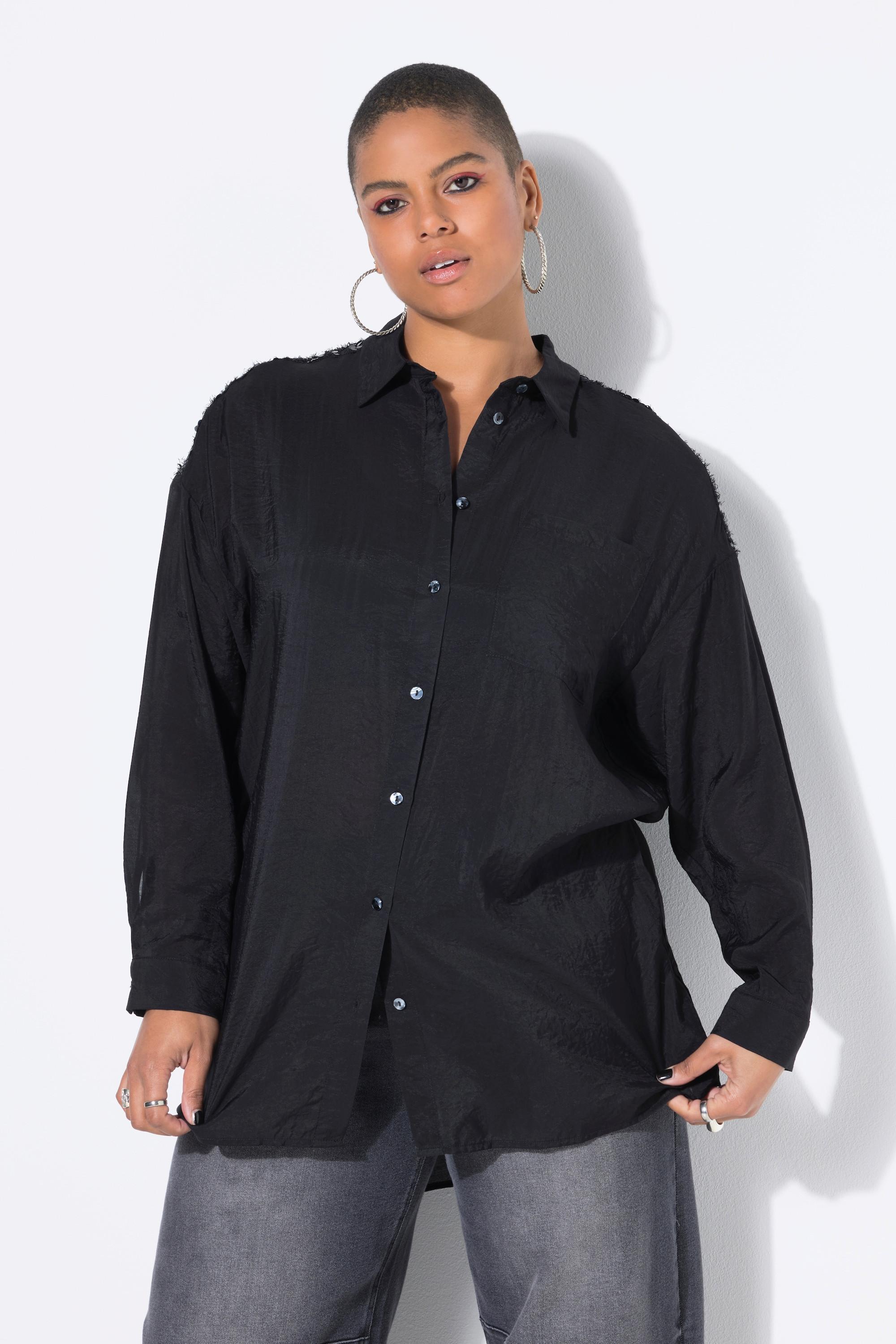 Studio Untold Bluse, oversized, Fransen und Pailletten auf den Schultern