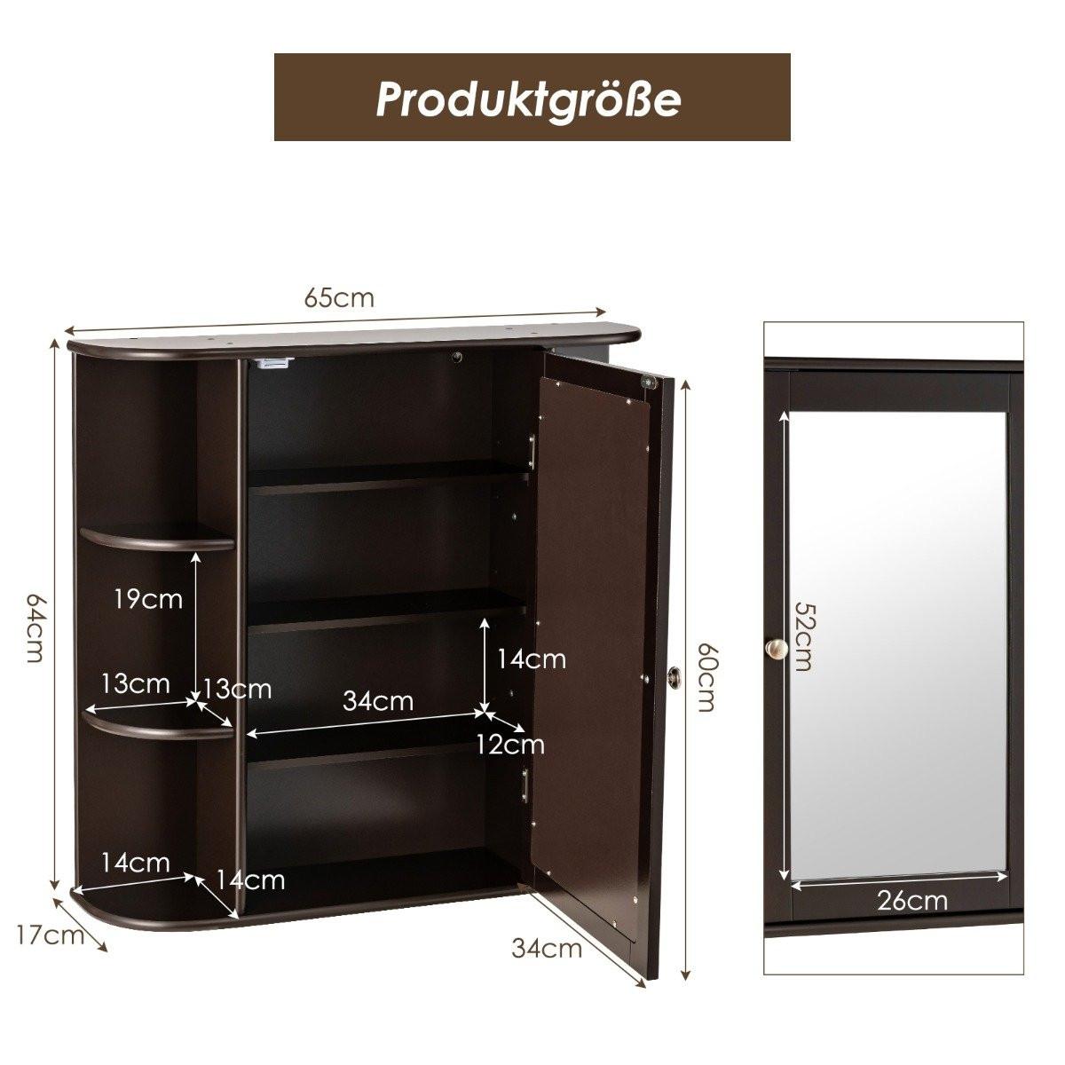 Northio Aufbewahrungsschrank zur Wandmontage Mehrzweck-Medizinschrank für Bad Braun