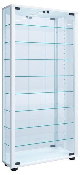 VCM Holz Glas Vitrine Sammel Glasvitrine Schaukasten Standvitrine Lumo Maxi Spiegel, ohne LED Beleuchtung