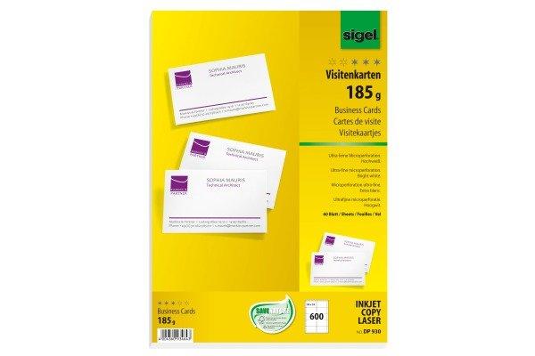 Sigel SIGEL Visitenkarten 85x55mm DP930 weiss, 185g doppels. 600 Stück