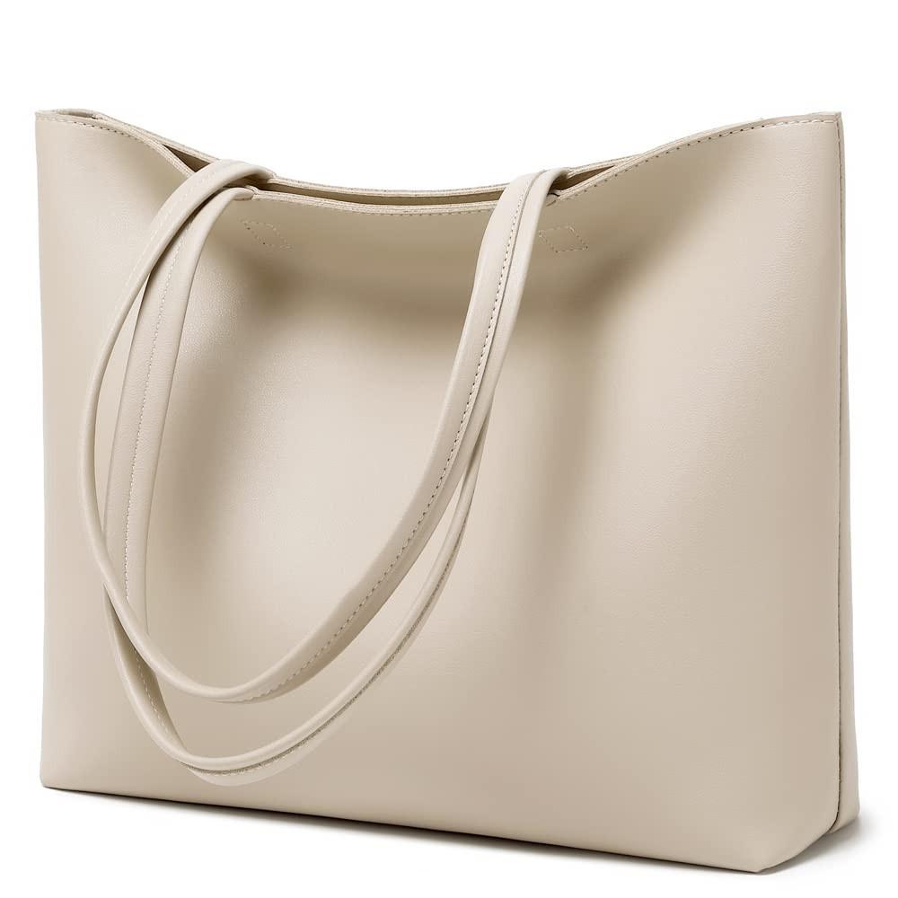 Only-bags.store Henkeltaschen, einfache Handtaschen PU Leder Shopper Tasche für Arbeit, Schule, Einkaufen mit Reißverschluss und Innentasche