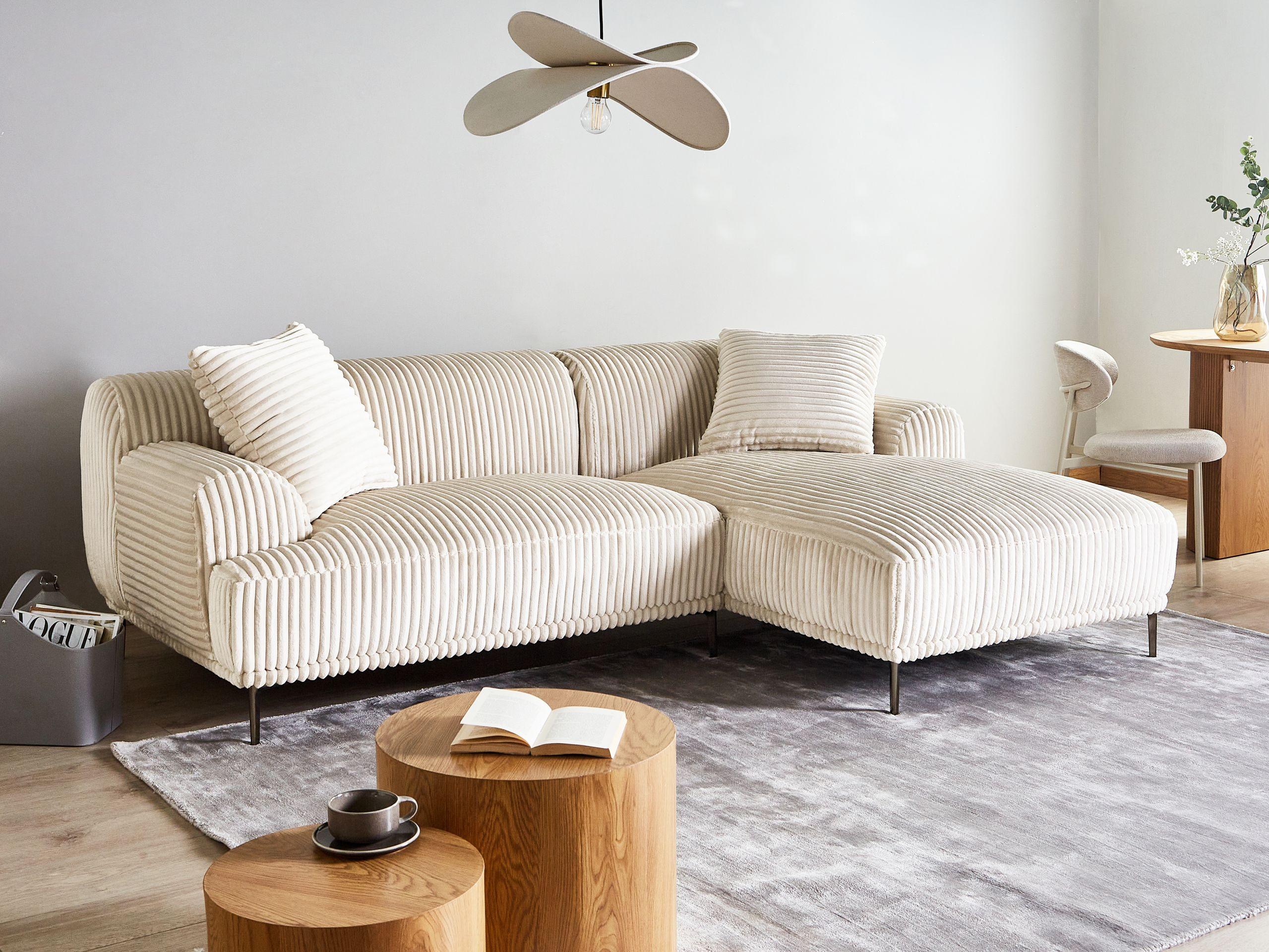 Beliani Ecksofa aus Cord Retro STENUM