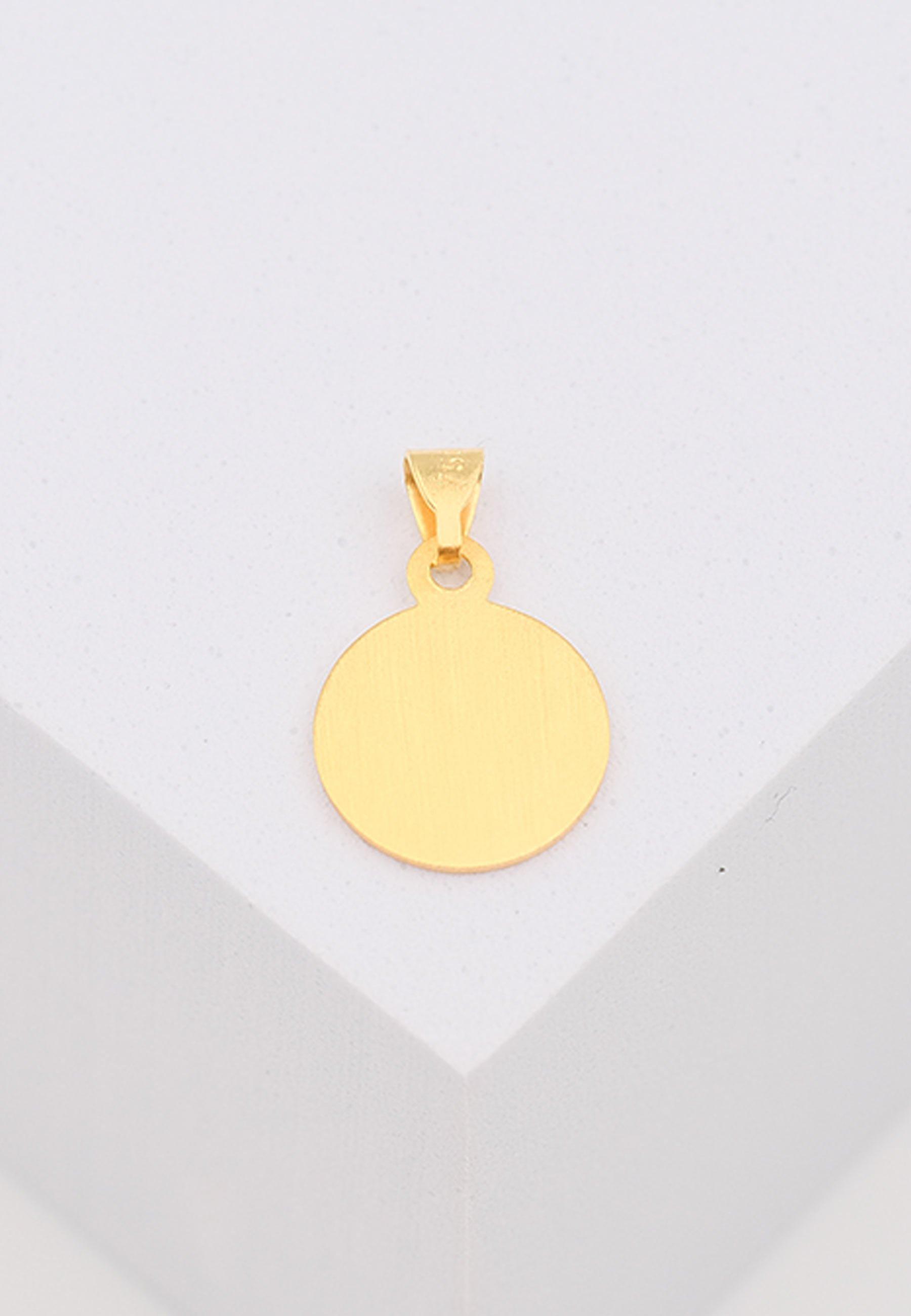 MUAU Schmuck Anhänger Medaille Engel Gelbgold 750, 10mm