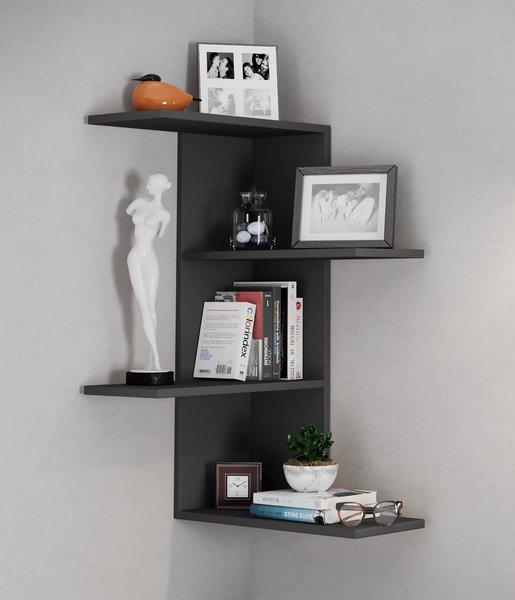 VCM Holzregal hängend | platzsparendes Regal | Maße: H. 77 x B. 45 x T. 45 cm | Elegantes Regal hängend | Aufbewahrungsregal | Bücherregal | Wandboard -