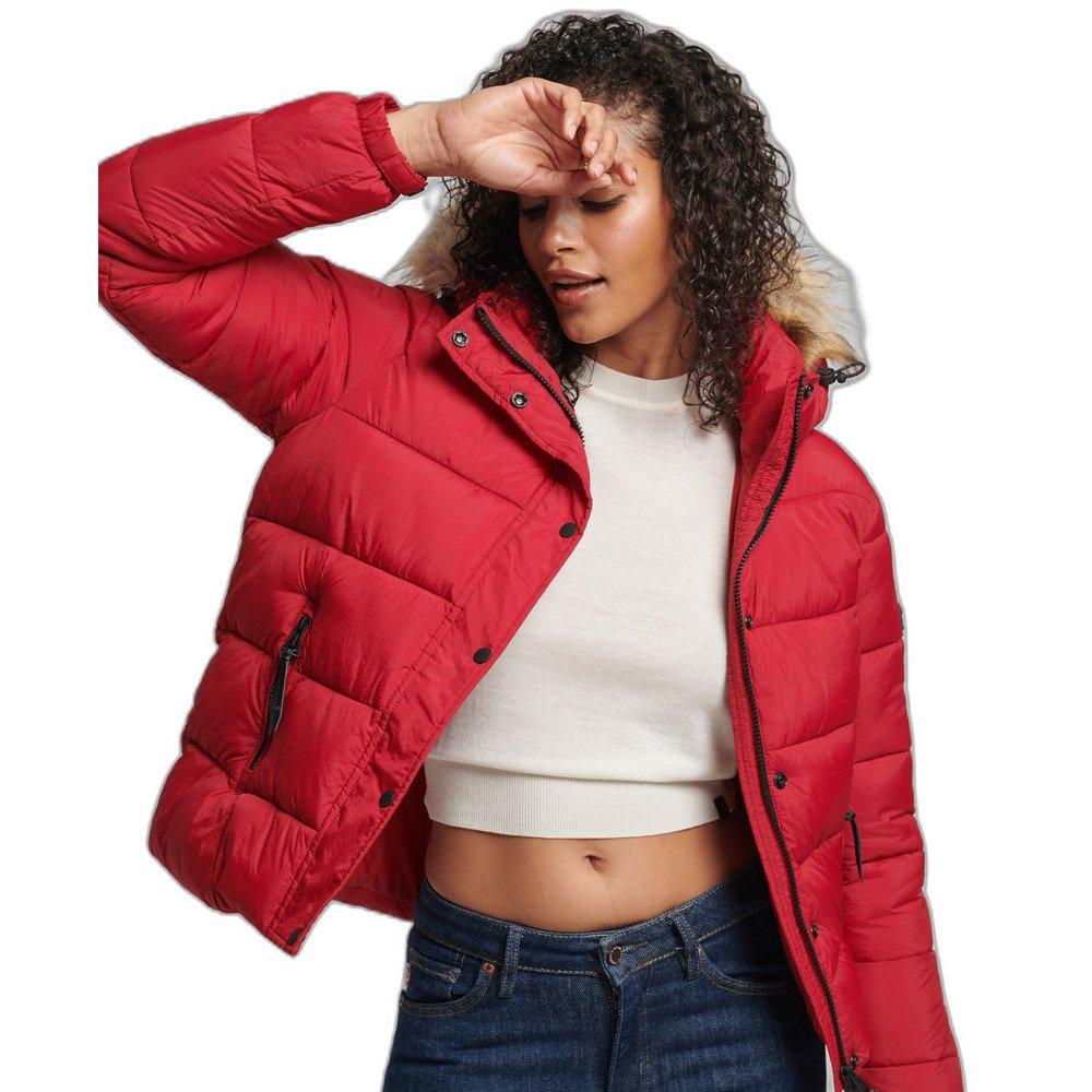 Superdry kurze daunenjacke mit kapuze, damen