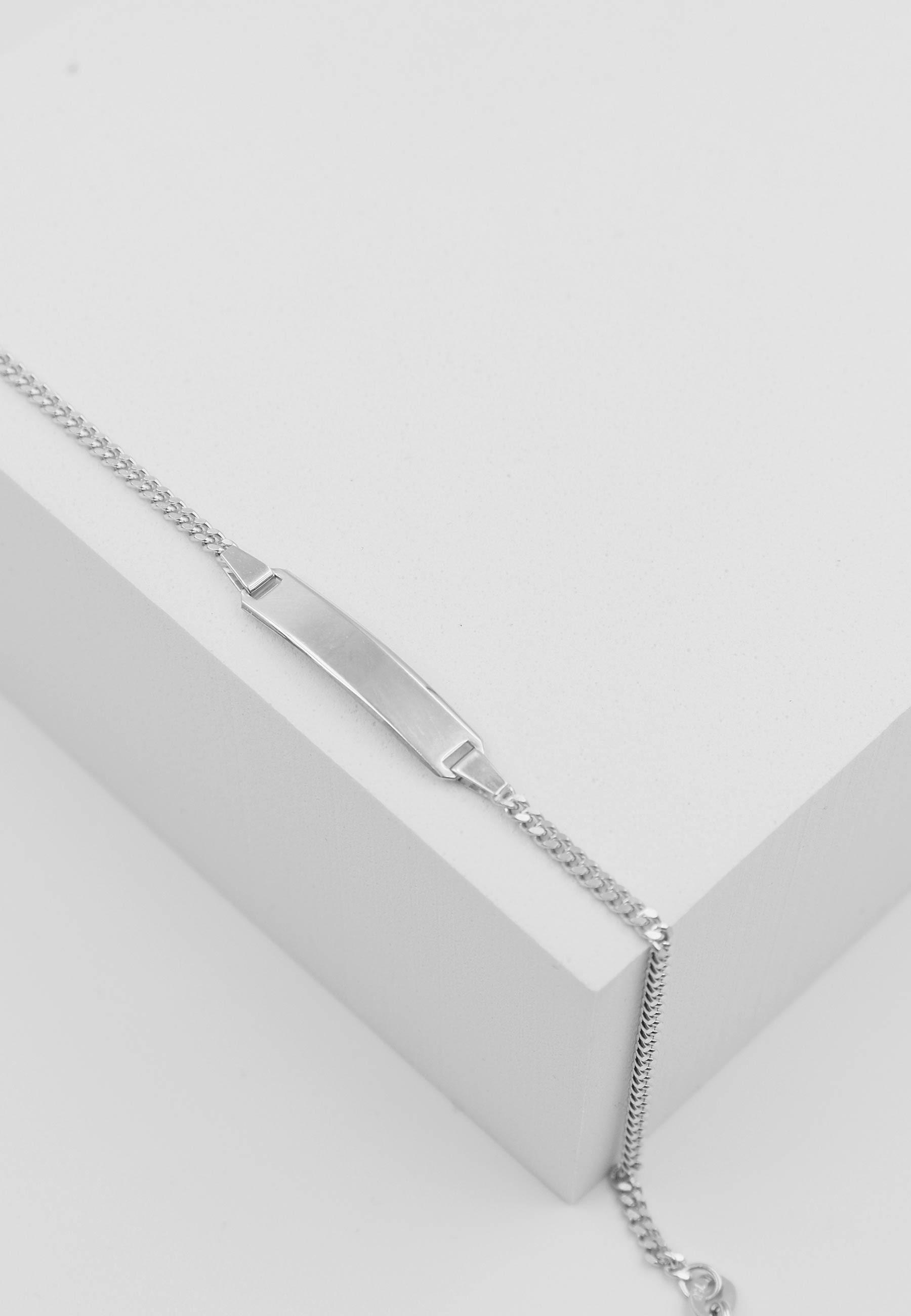 MUAU Schmuck Bébé Bracelet Panzer Weissgold 375, 14cm Gravurplatte 2.1cm