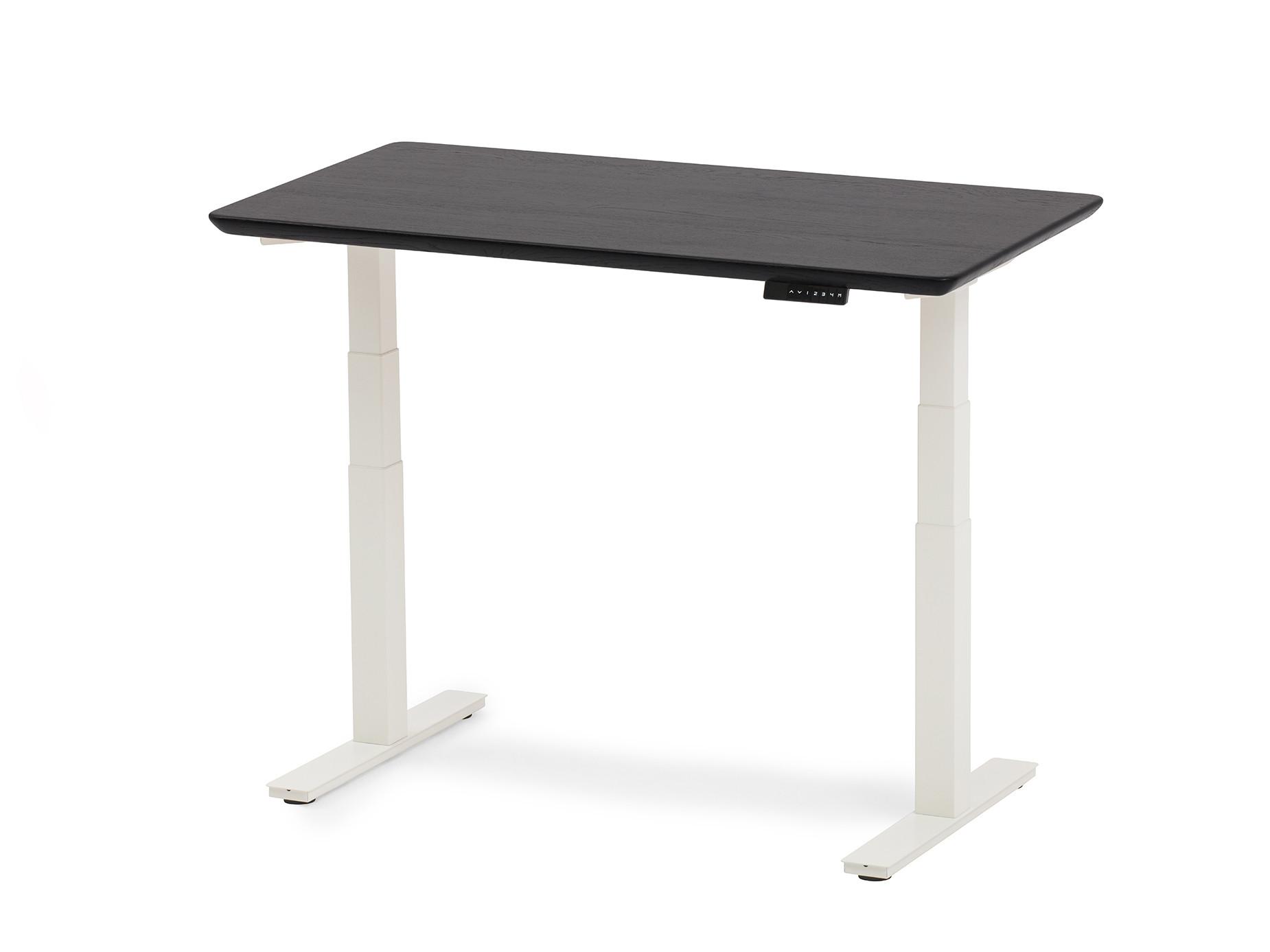 Oakywood Standing Desk Holztisch mit Höhenverstellung - aus Massivholz - Schwarz / 140x70 / Weiß