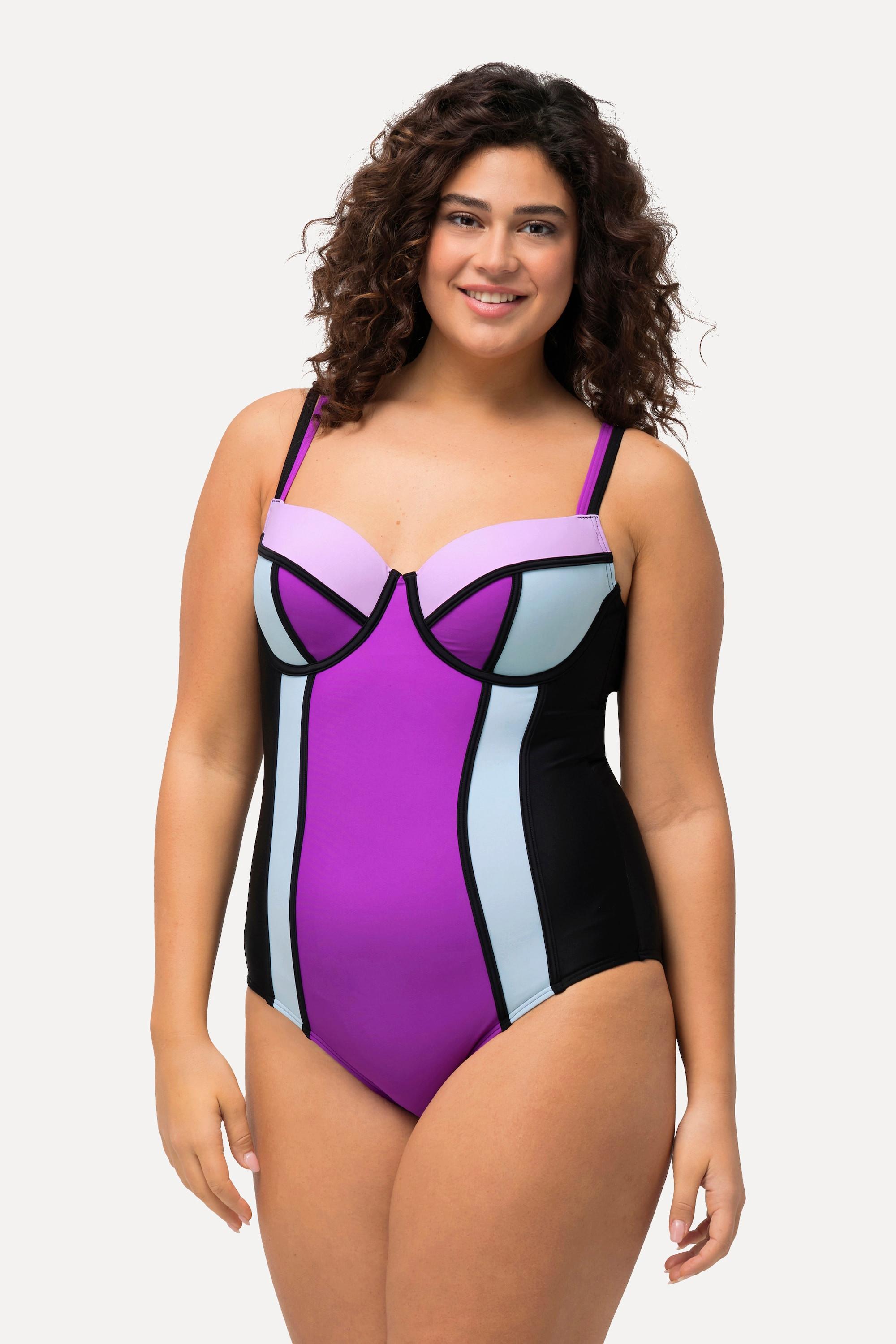 Ulla Popken Badeanzug, Softcups, Bügel, Träger verstellbar