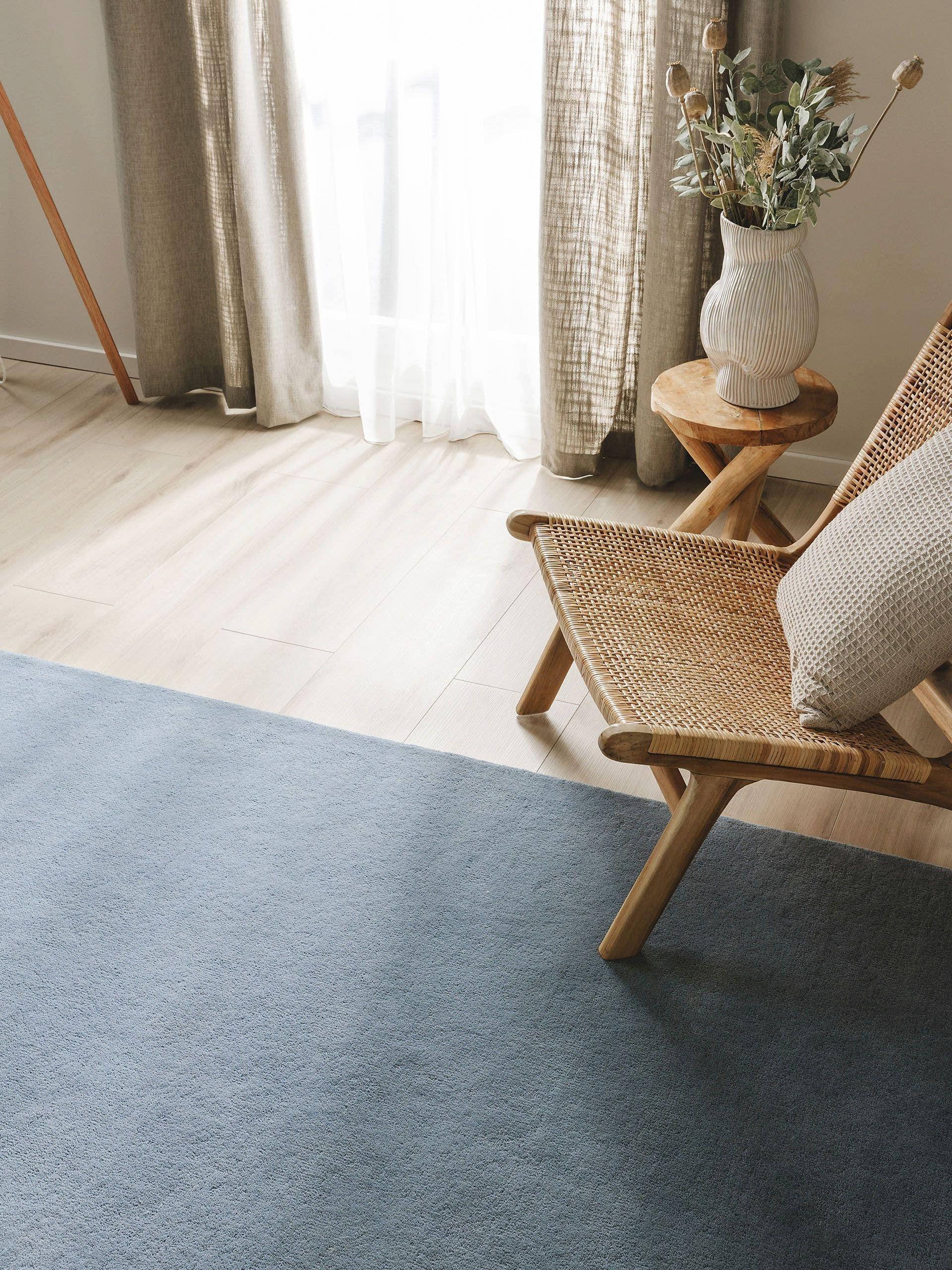 Benuta Wollteppich Bent Blau