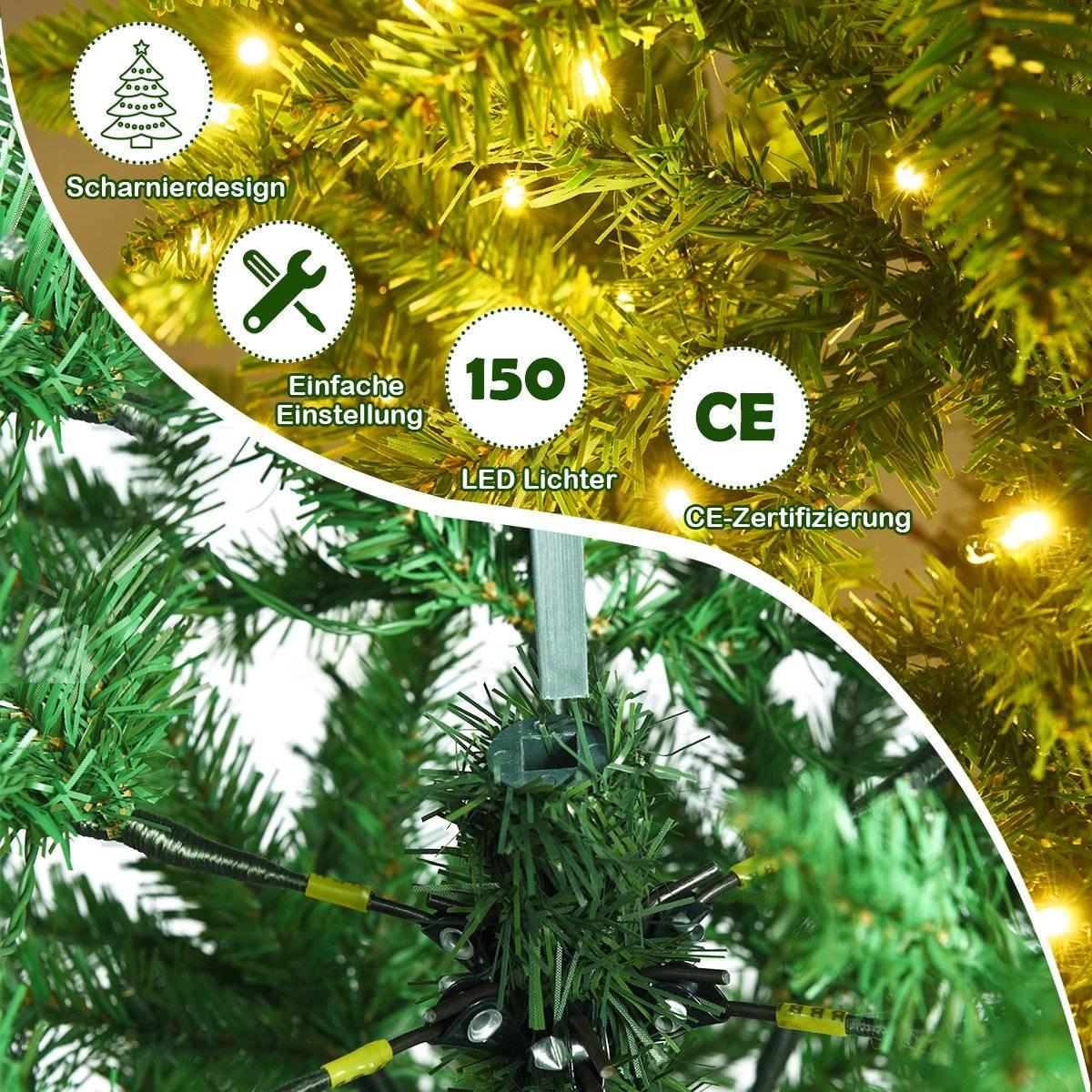 Northix 150 cm hoher beleuchteter künstlicher Bleistift-Weihnachtsbaum mit warmweißen Leuchte Grün