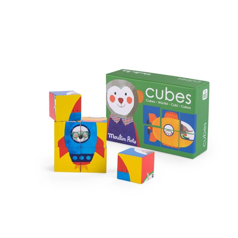 Moulin Roty 6-teiliges Würfel-Puzzle, Les Popipop