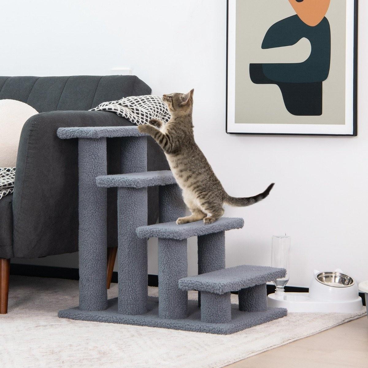 Northix Tiertreppe Kletterbaum Katzentreppe für Katze bis Grau