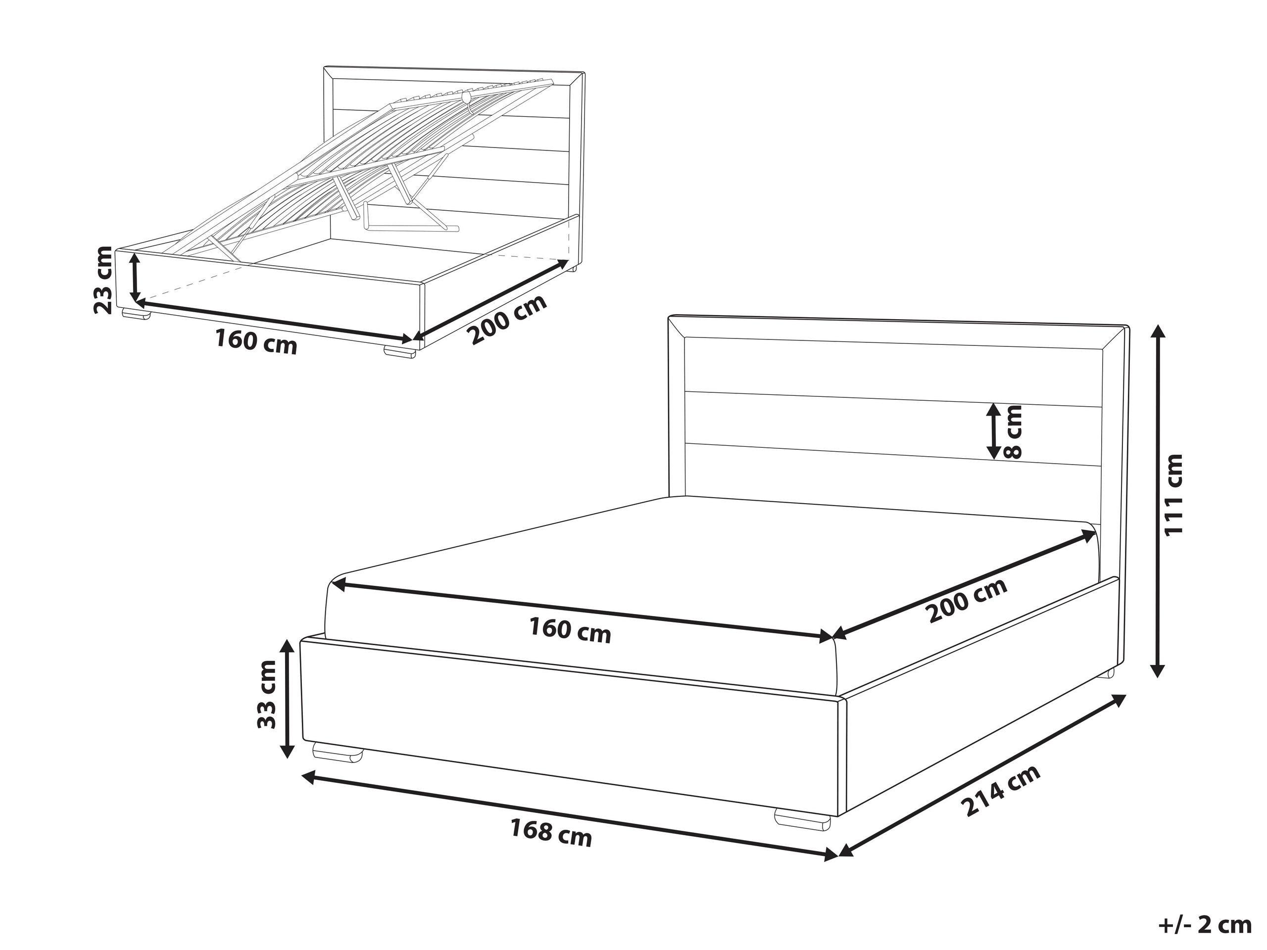 Beliani Bett mit Stauraum aus Polyester Modern ROUEN