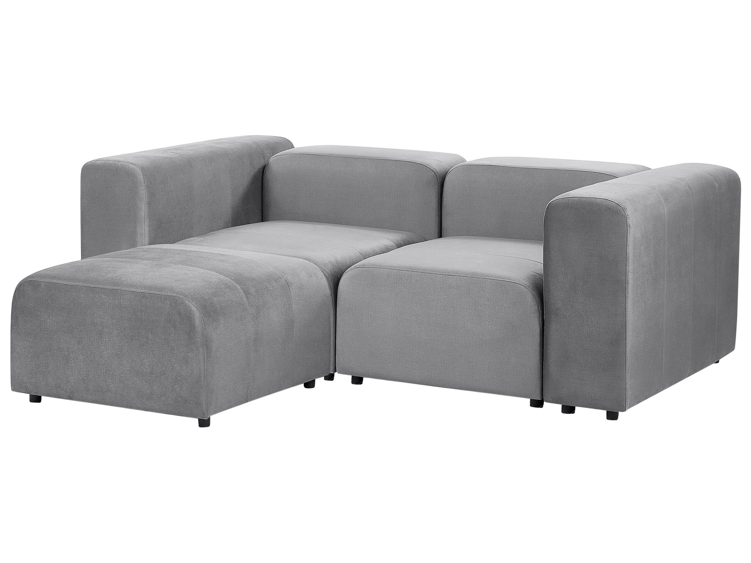 Beliani 2-Sitzer Sofa mit Ottomane aus Samtstoff Modern FALSTERBO